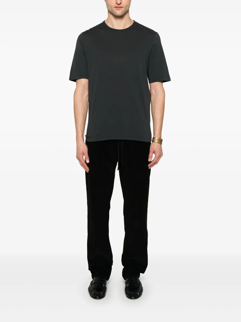 Saint Laurent Paris TONAL LOGO EMBROIDERY COTTON T-SHIRT Size US M / EU 48-50 / 2 - 2 Thumbnail