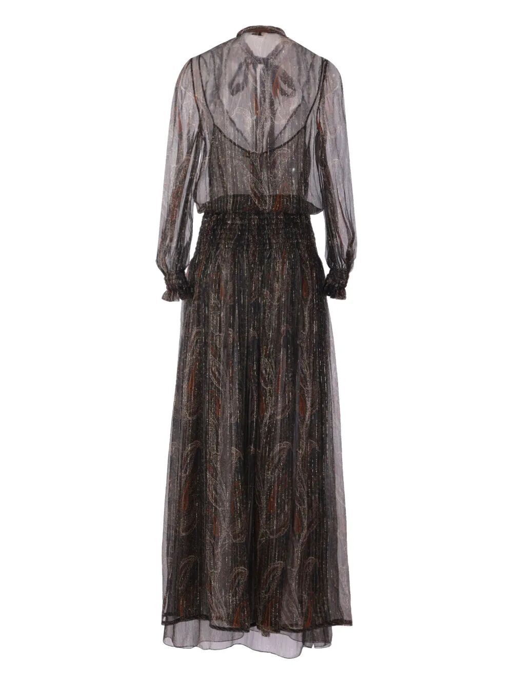 Saint Laurent Paris SEMI-SHEER LAVALLIÈRE MAXI DRESS IN LUREX PAISLEY Size M / US 6-8 / IT 42-44 - 2 Thumbnail