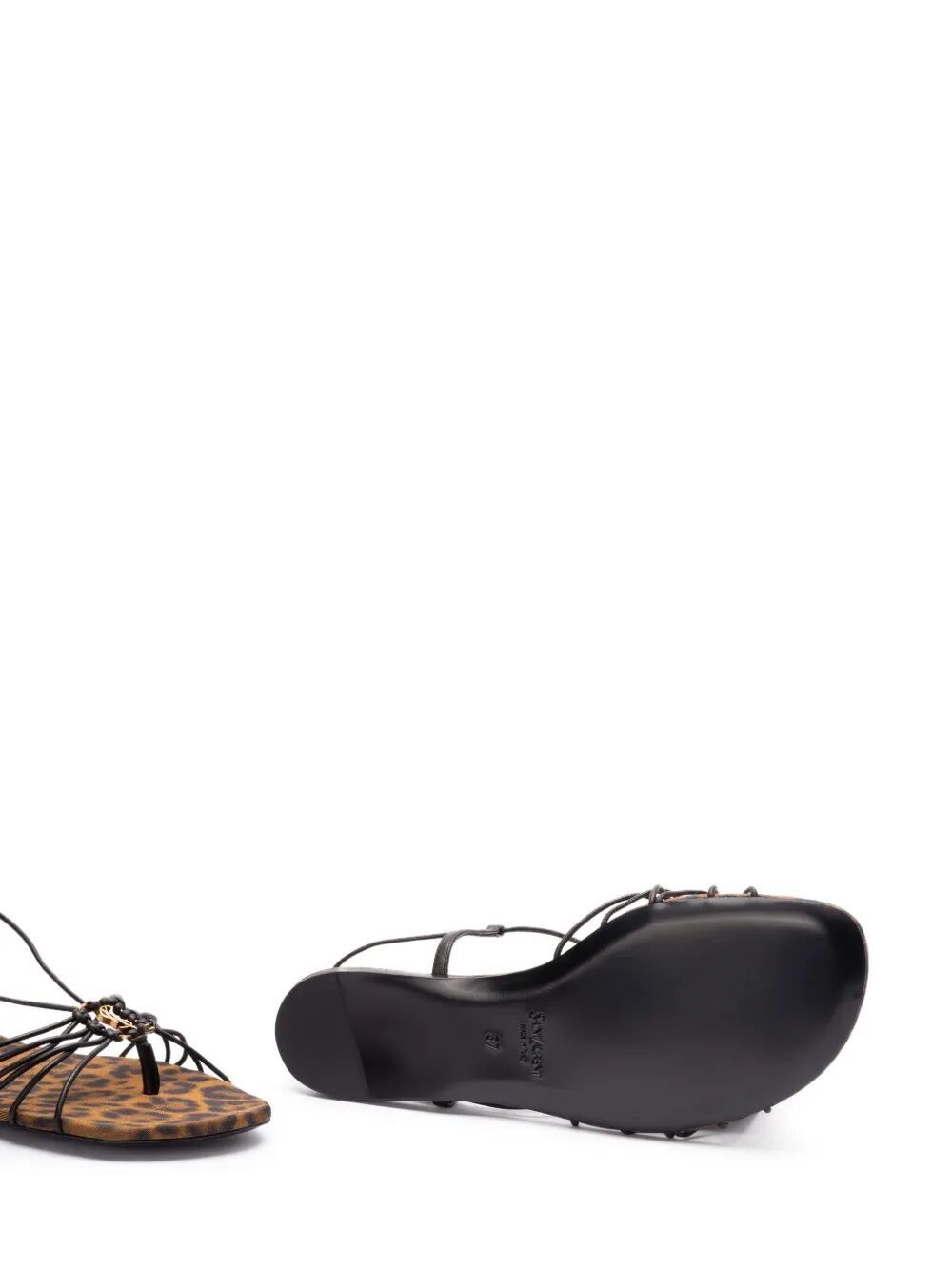 Saint Laurent Paris ANKLE STRAP BABYLONE FLAT SANDALS Size US 7.5 / IT 37.5 - 5 Thumbnail