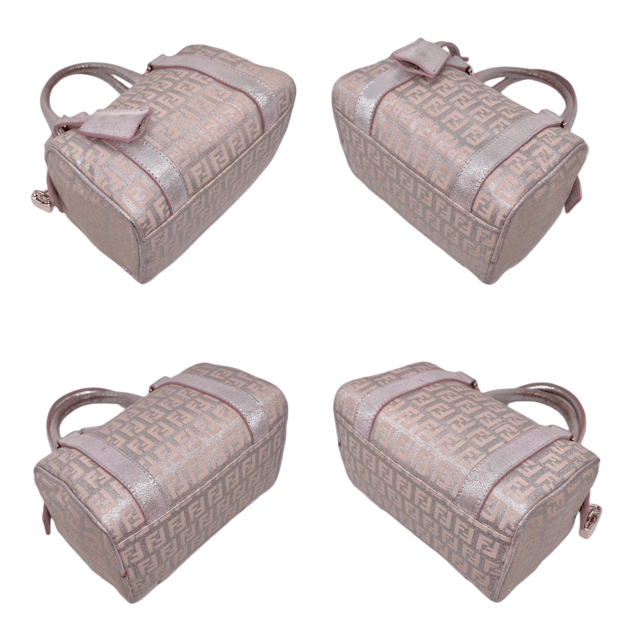 Fendi Fendi Zucchino Mini Boston Handbag Pink Silver Size ONE SIZE - 8 Thumbnail