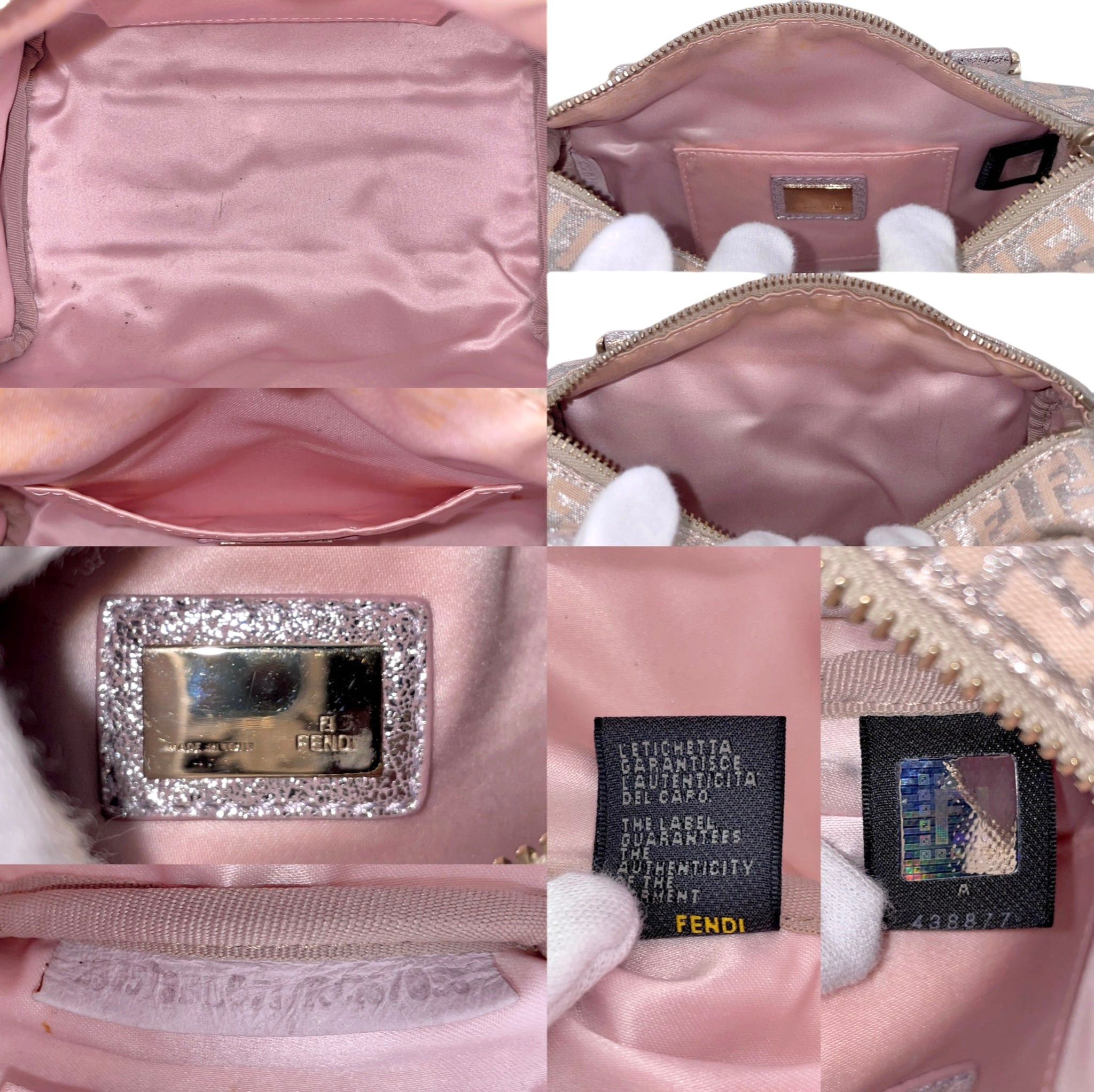 Fendi Fendi Zucchino Mini Boston Handbag Pink Silver Size ONE SIZE - 12 Thumbnail