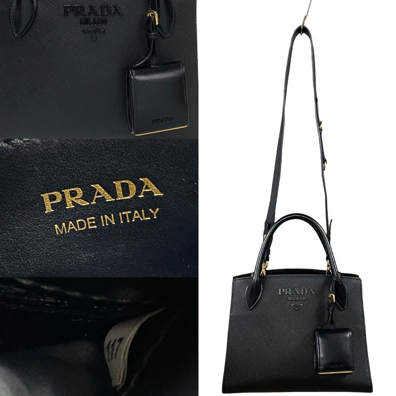 Prada Prada Shoulder Bag Black Leather Size ONE SIZE - 3 Thumbnail