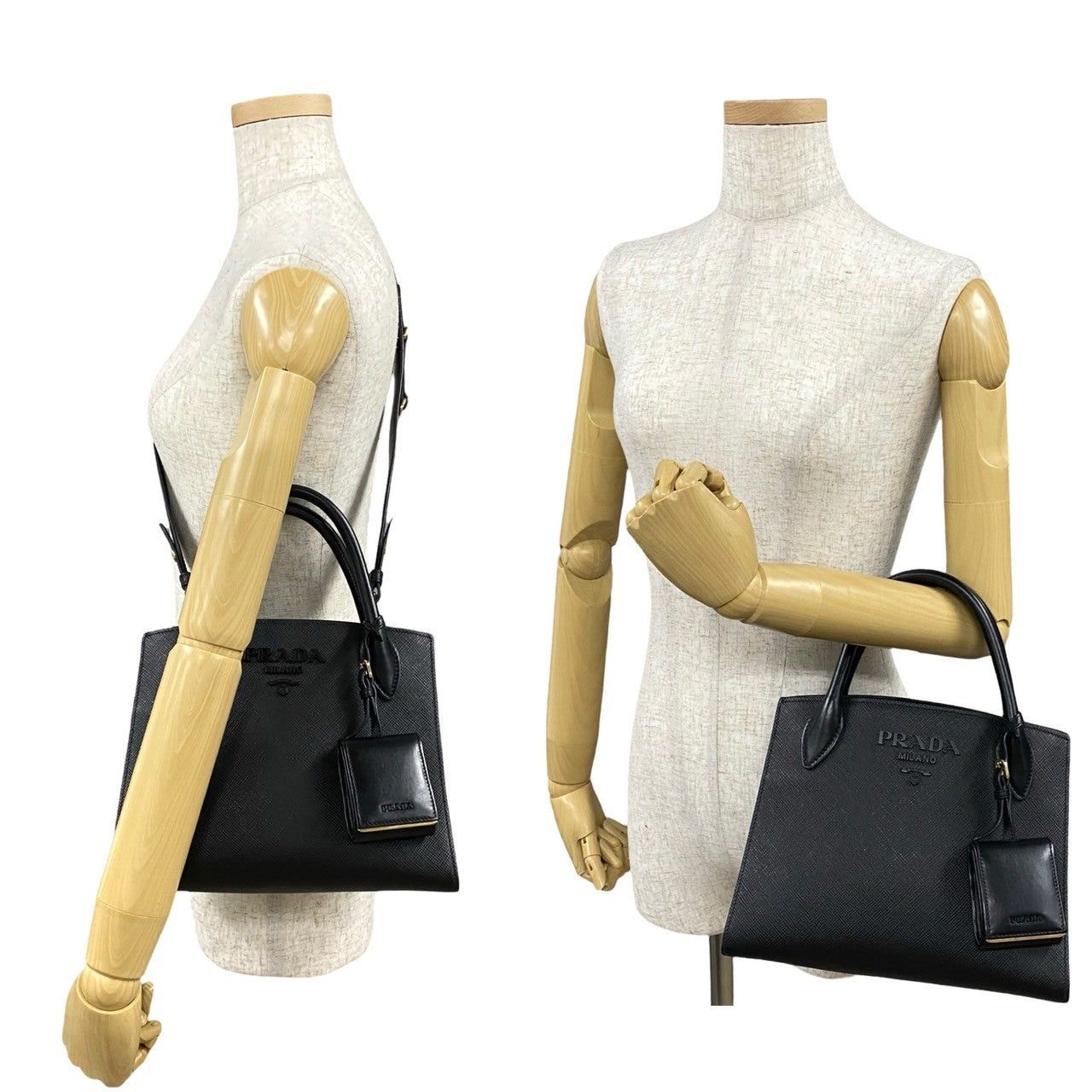 Prada Prada Shoulder Bag Black Leather Size ONE SIZE - 2 Thumbnail