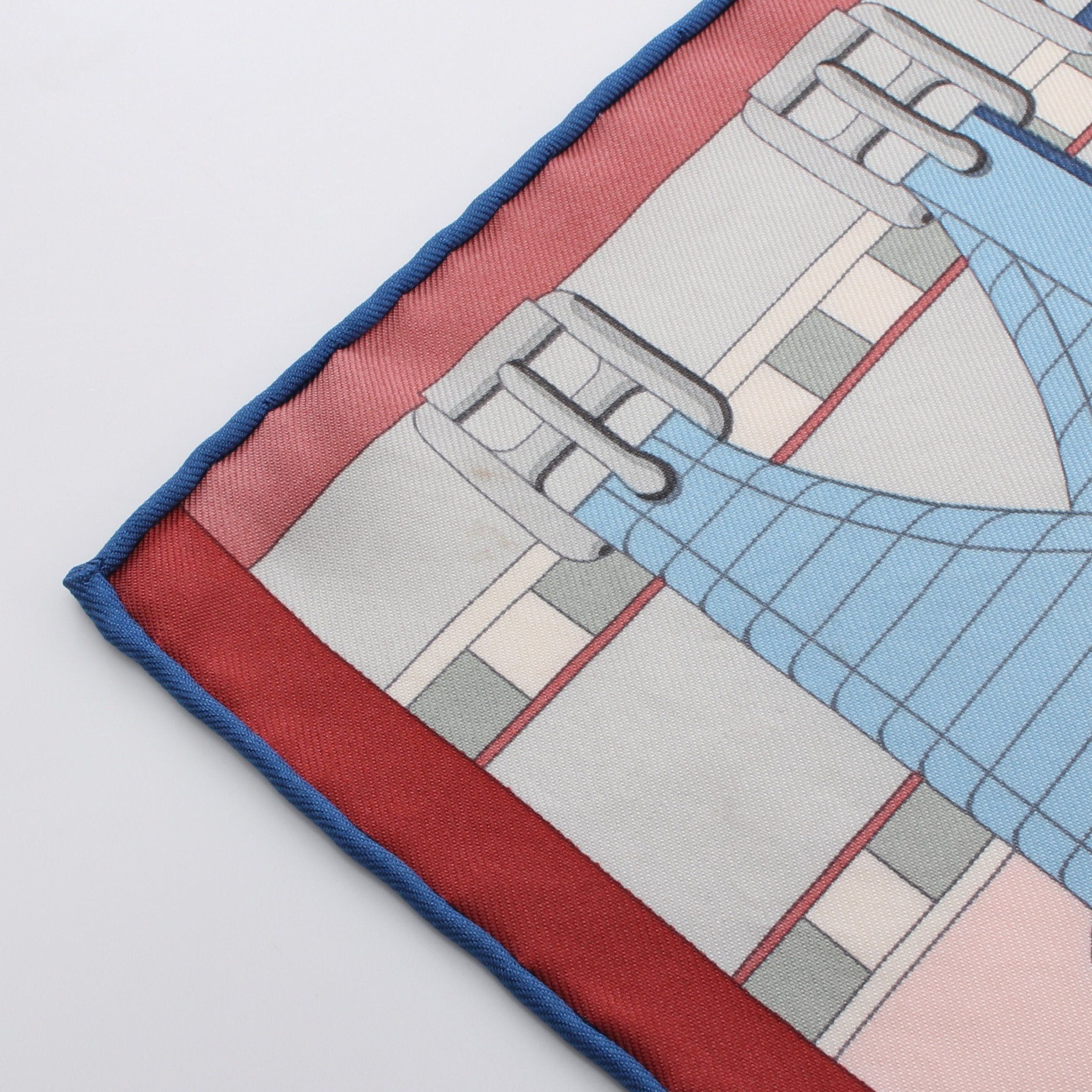 Hermes Hermes Carres 90 Sangles En Zigzag Scarf Silk Pink Blue Multicolor Size ONE SIZE - 7 Thumbnail
