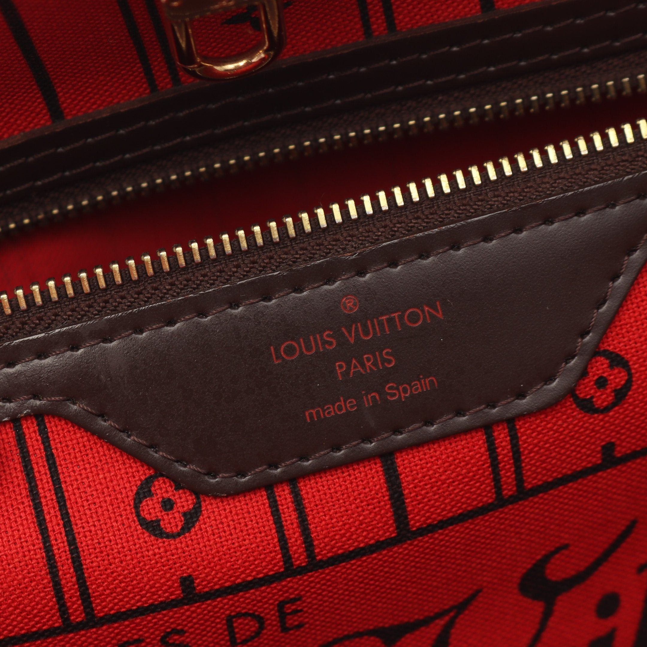 Louis Vuitton Louis Vuitton Neverfull Mm Damier Ebene Shoulder Bag Tote Leather Brown Size ONE SIZE - 4 Thumbnail