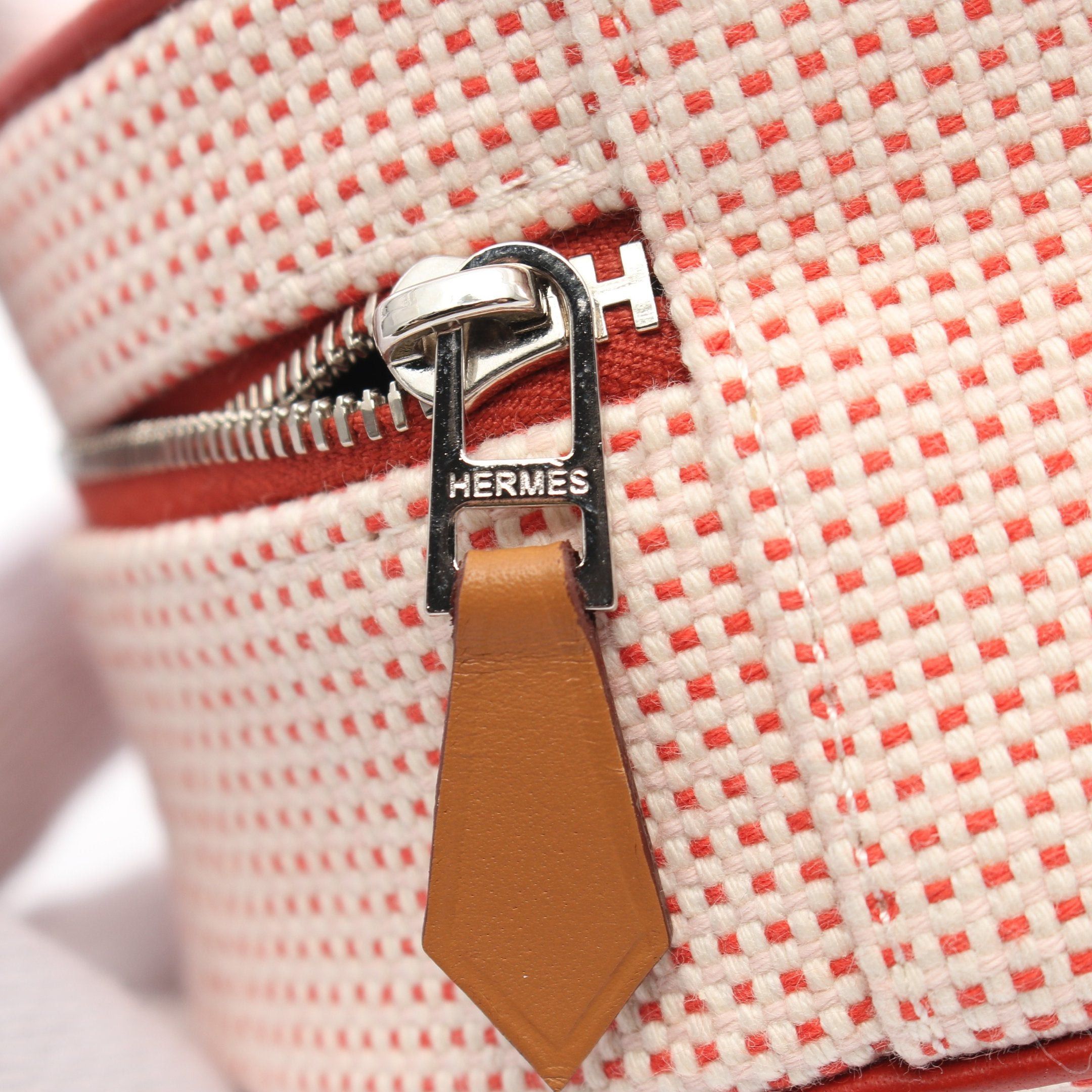 Hermes Hermes Evasion Pouch Toile Ash White Red Brown Silver Hardware Size ONE SIZE - 5 Thumbnail