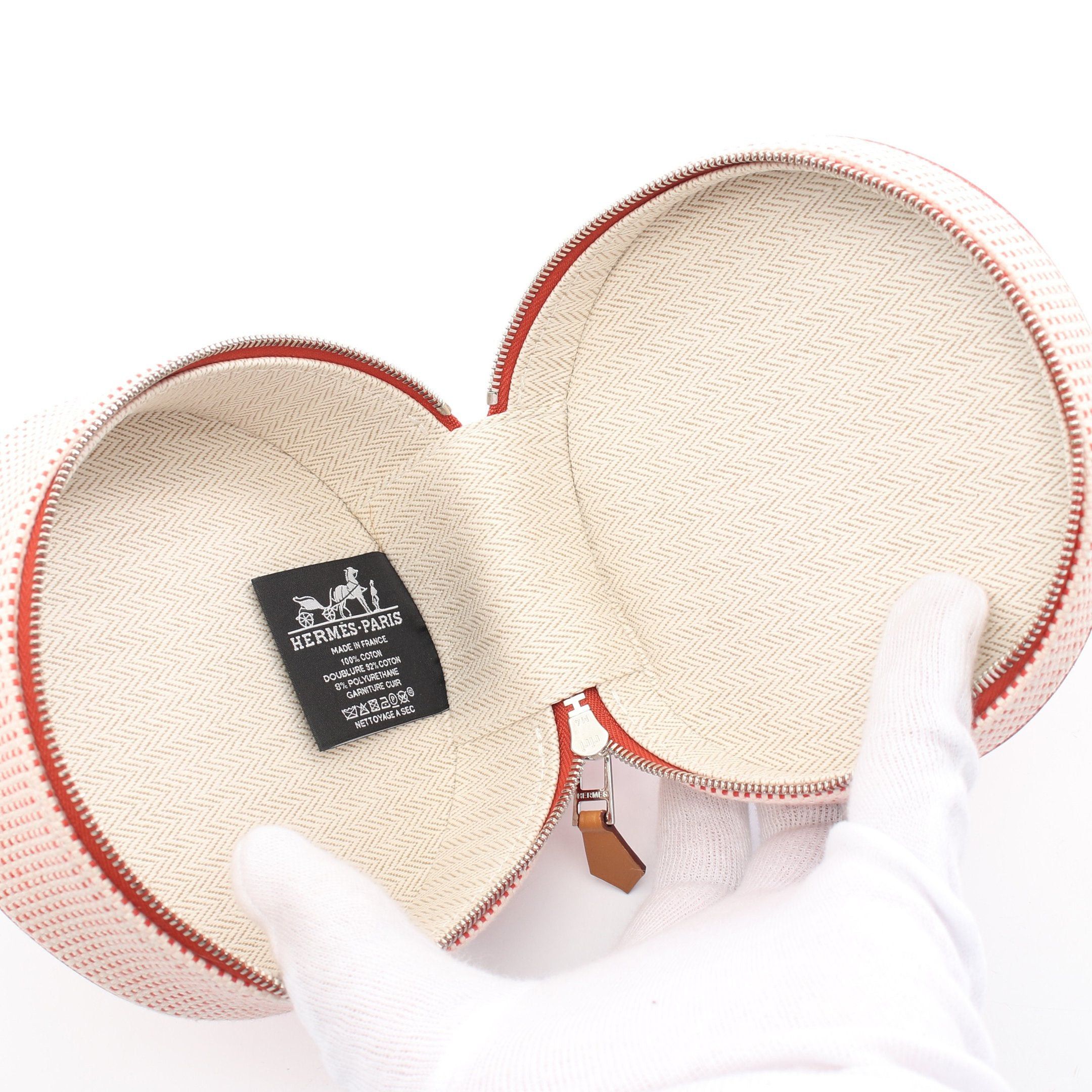 Hermes Hermes Evasion Pouch Toile Ash White Red Brown Silver Hardware Size ONE SIZE - 3 Thumbnail