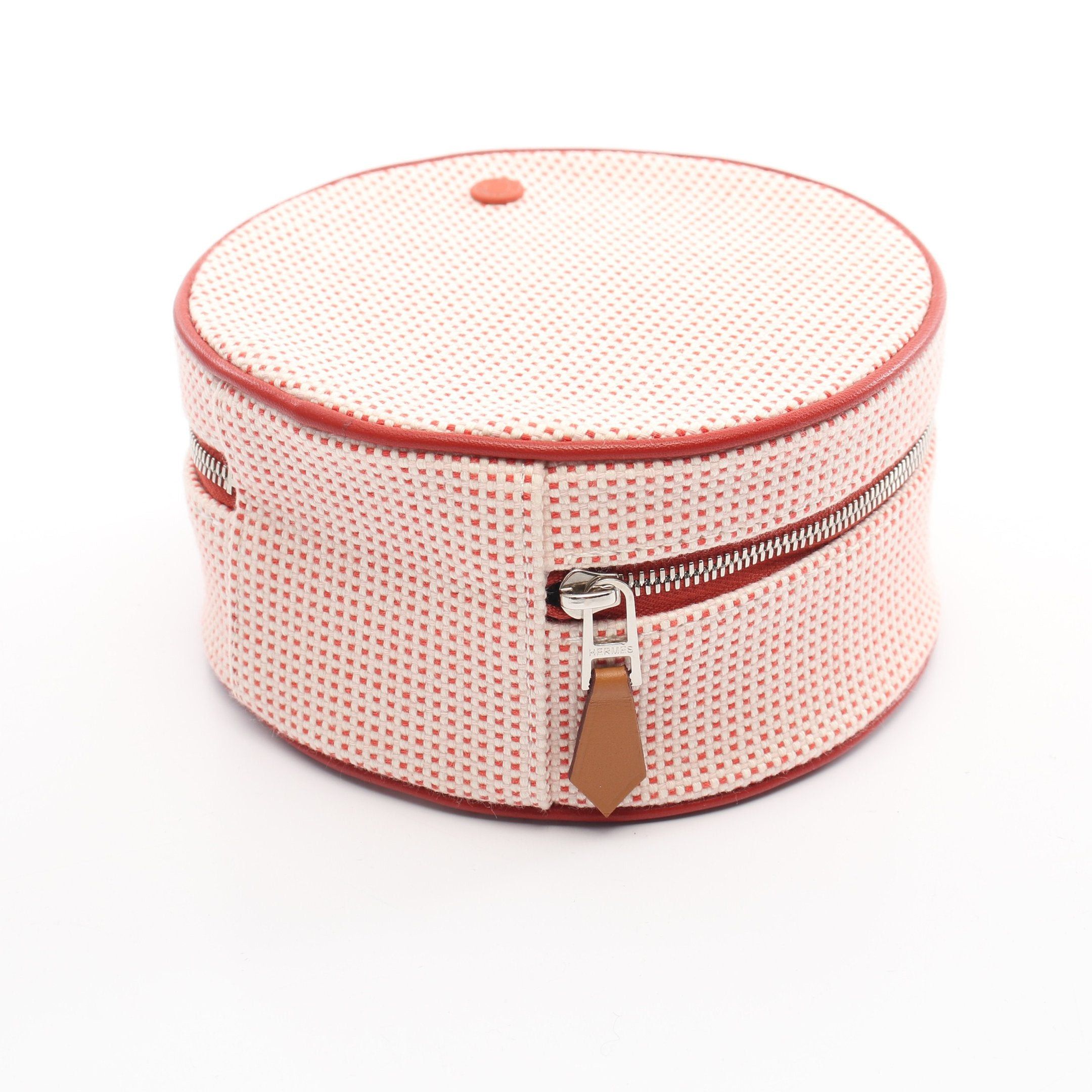 Hermes Hermes Evasion Pouch Toile Ash White Red Brown Silver Hardware Size ONE SIZE - 6 Thumbnail