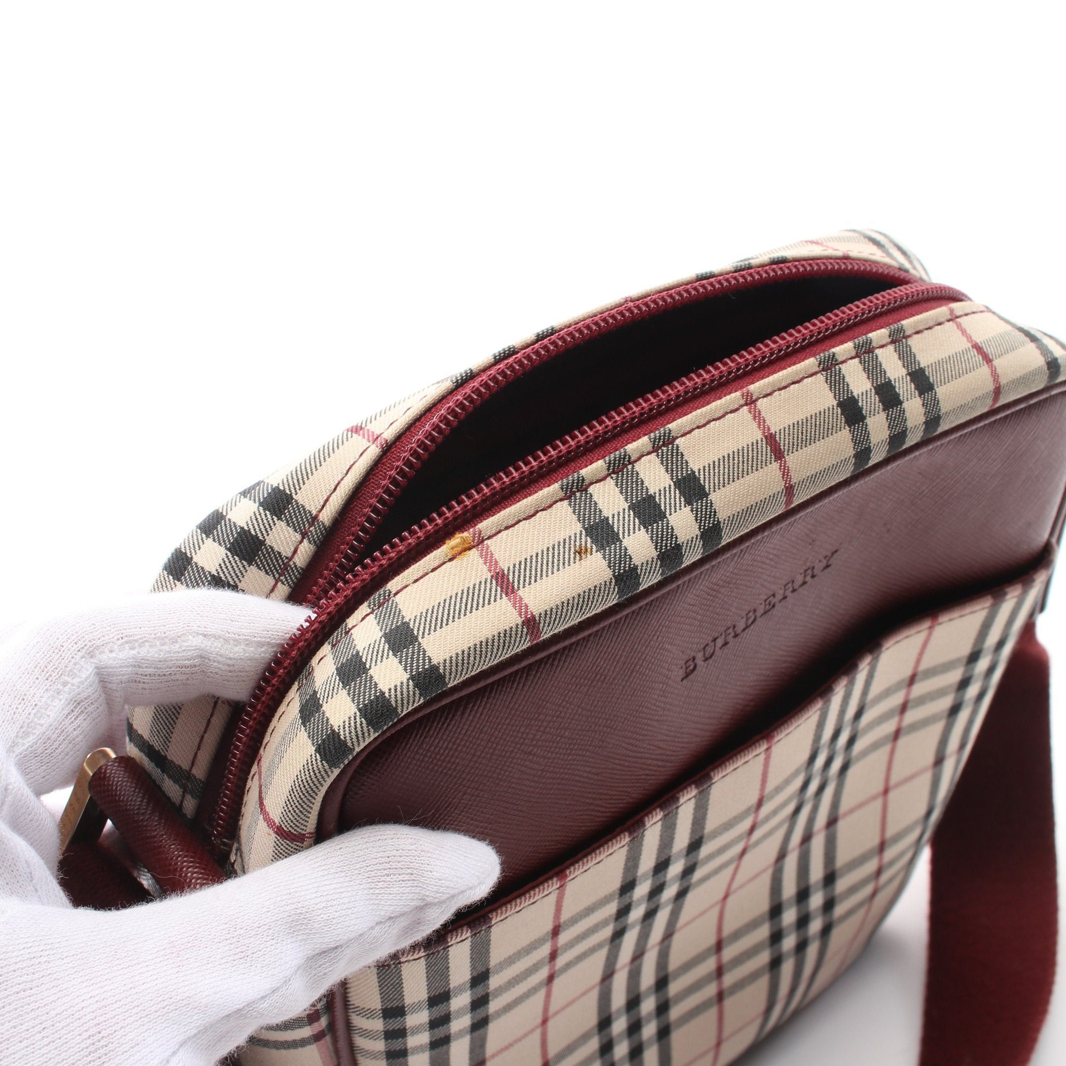 Burberry Burberry Nova Check Shoulder Bag Canvas Leather Beige Multicolor Size ONE SIZE - 10 Thumbnail