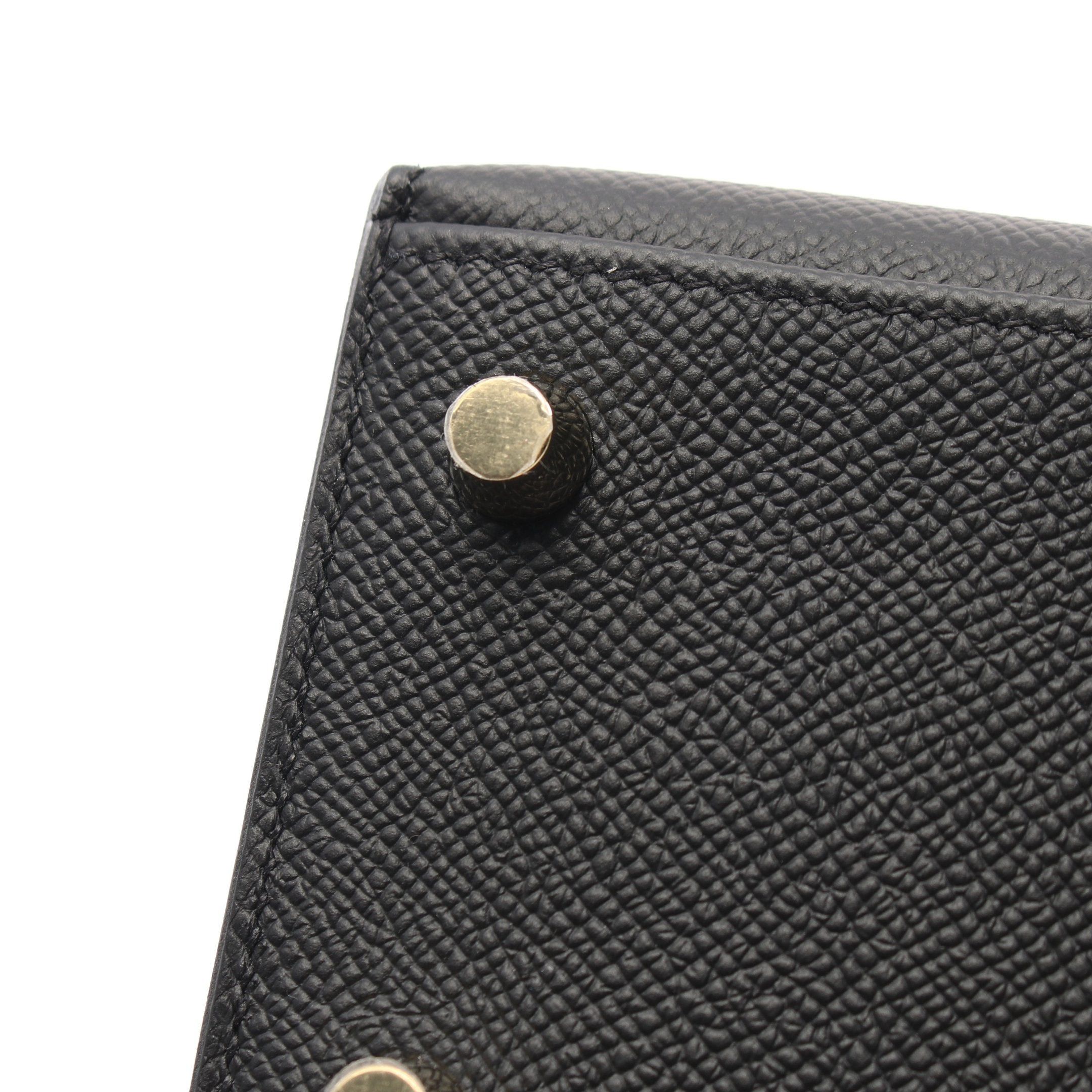 Hermes Hermes Kelly 25 Handbag Veau Epsom Black Gold Hardware Outside Sewing Double Engraved Size ONE SIZE - 10 Thumbnail