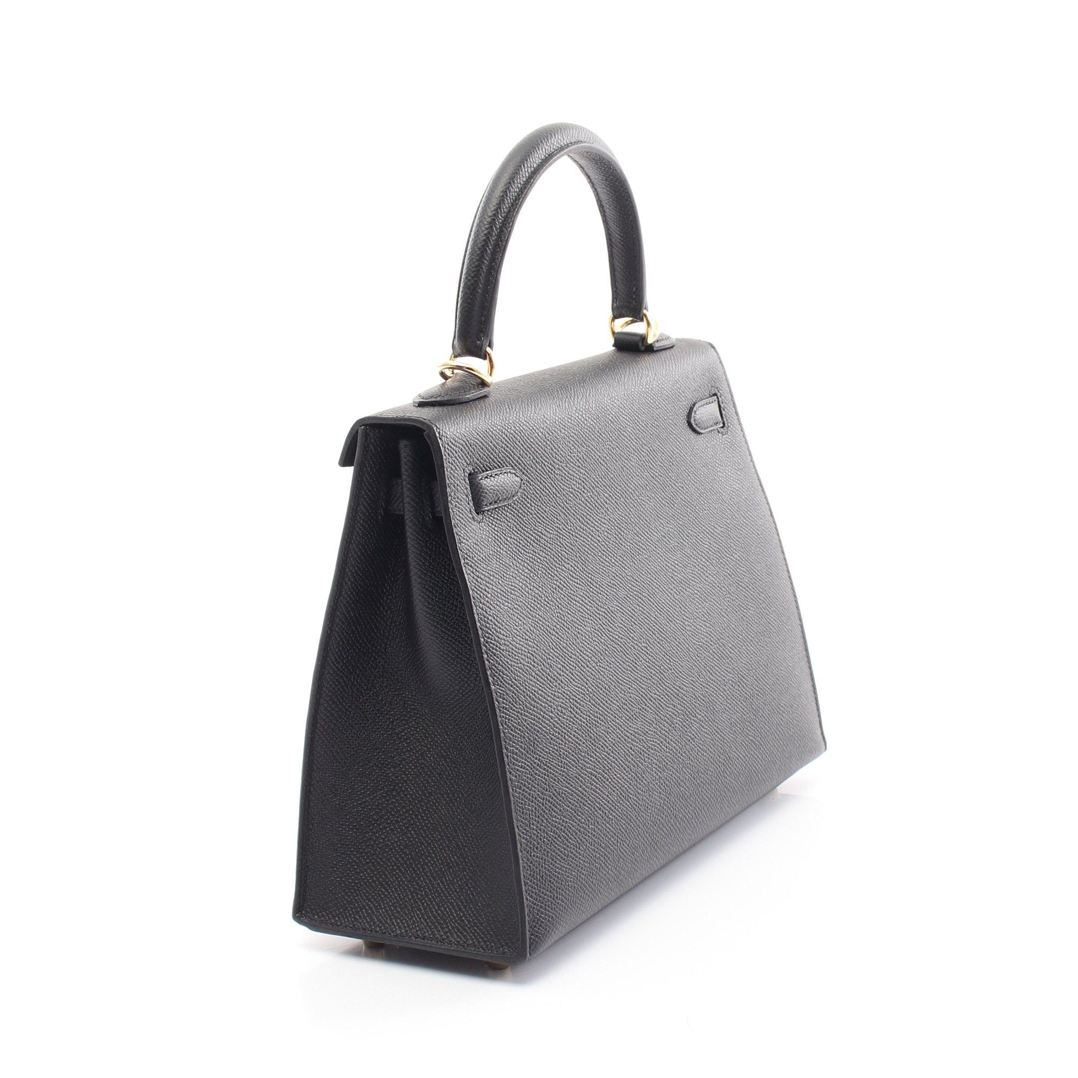 Hermes Hermes Kelly 25 Handbag Veau Epsom Black Gold Hardware Outside Sewing Double Engraved Size ONE SIZE - 2 Thumbnail
