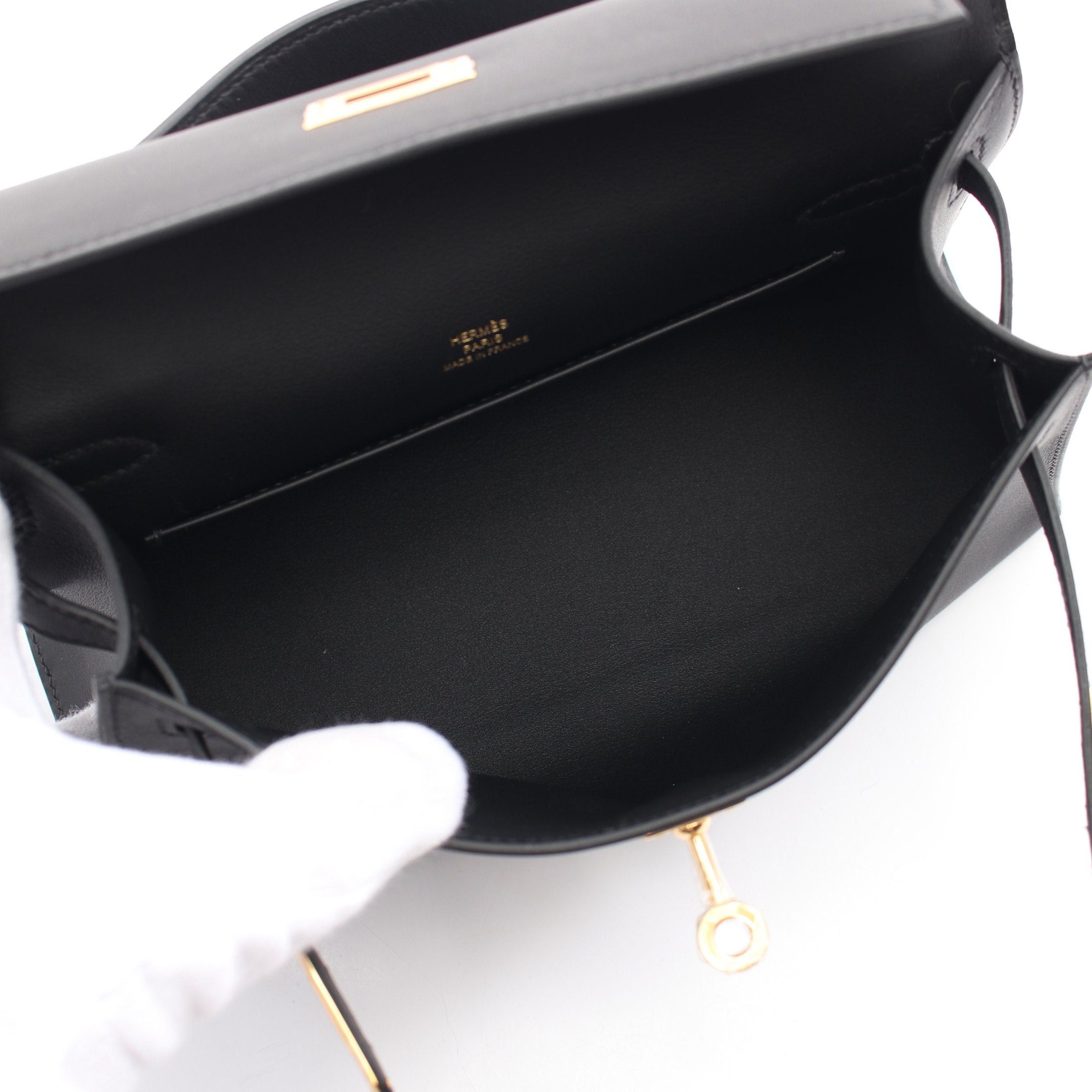Hermes Hermes Pochette Kelly Mini Handbag Veau Swift Black Gold Hardware Double Engraved Size ONE SIZE - 3 Thumbnail