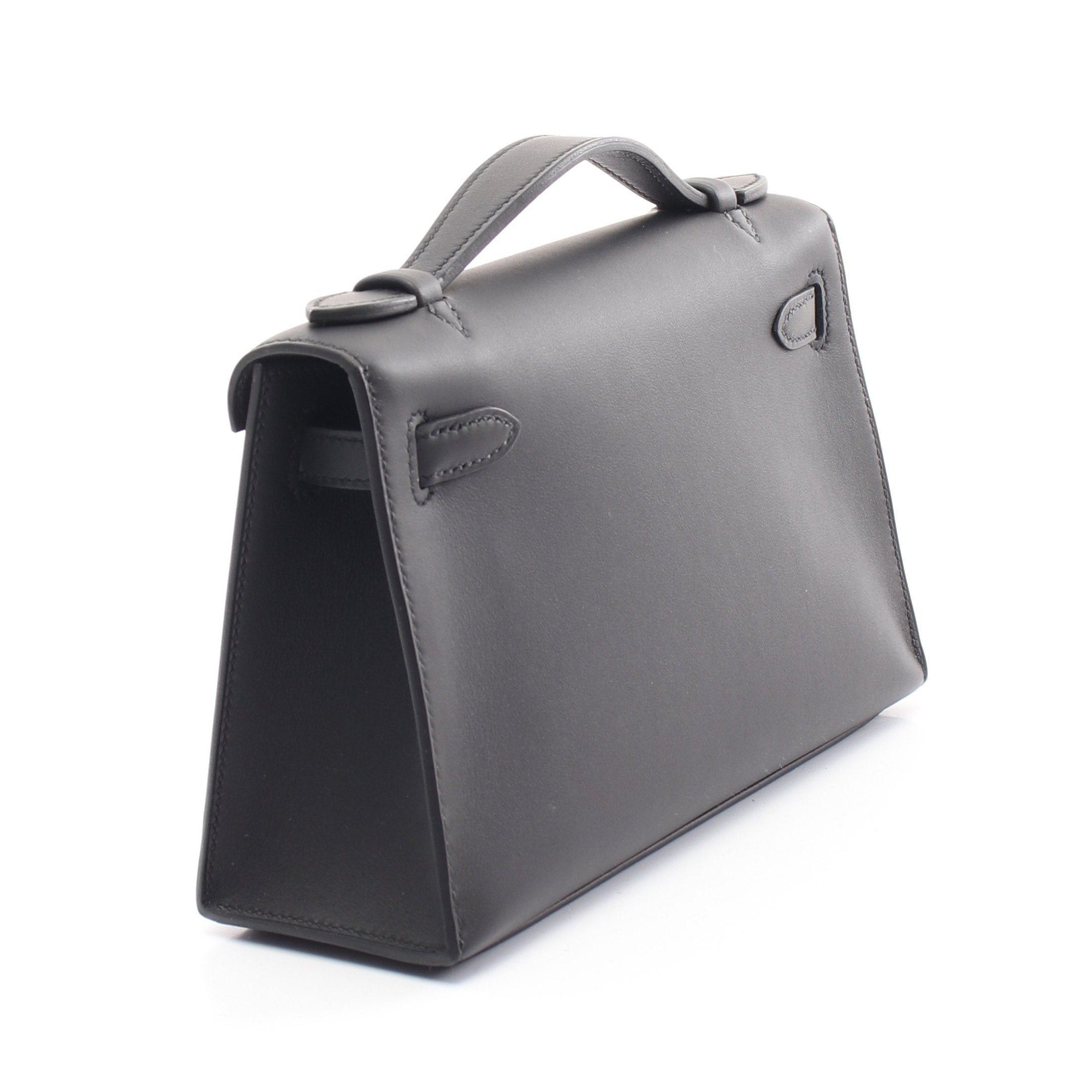 Hermes Hermes Pochette Kelly Mini Handbag Veau Swift Black Gold Hardware Double Engraved Size ONE SIZE - 2 Thumbnail