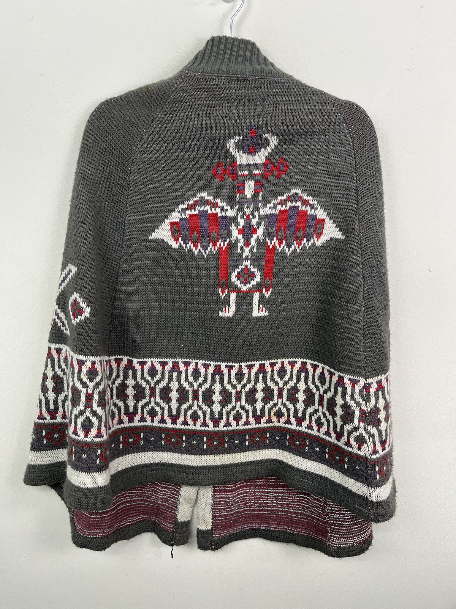 Coogi Vintage Sweater 1990s Rosevelt Symbol Pattern Knit Cardigan Poncho Size US L / EU 52-54 / 3 - 5 Thumbnail
