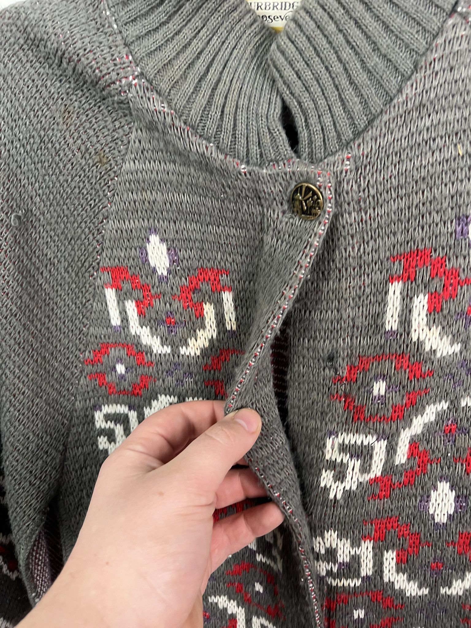 Coogi Vintage Sweater 1990s Rosevelt Symbol Pattern Knit Cardigan Poncho Size US L / EU 52-54 / 3 - 4 Thumbnail