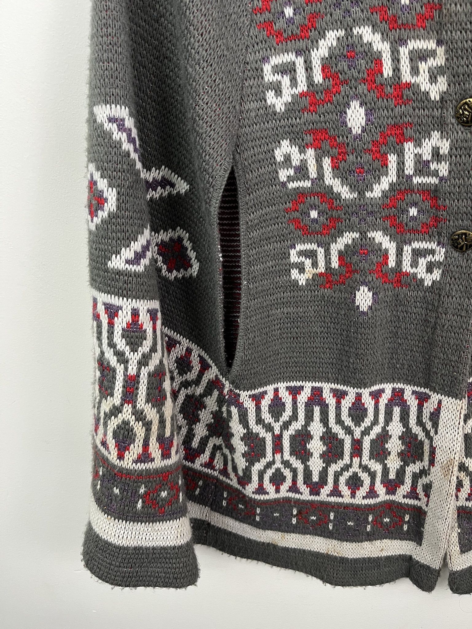 Coogi Vintage Sweater 1990s Rosevelt Symbol Pattern Knit Cardigan Poncho Size US L / EU 52-54 / 3 - 2 Thumbnail
