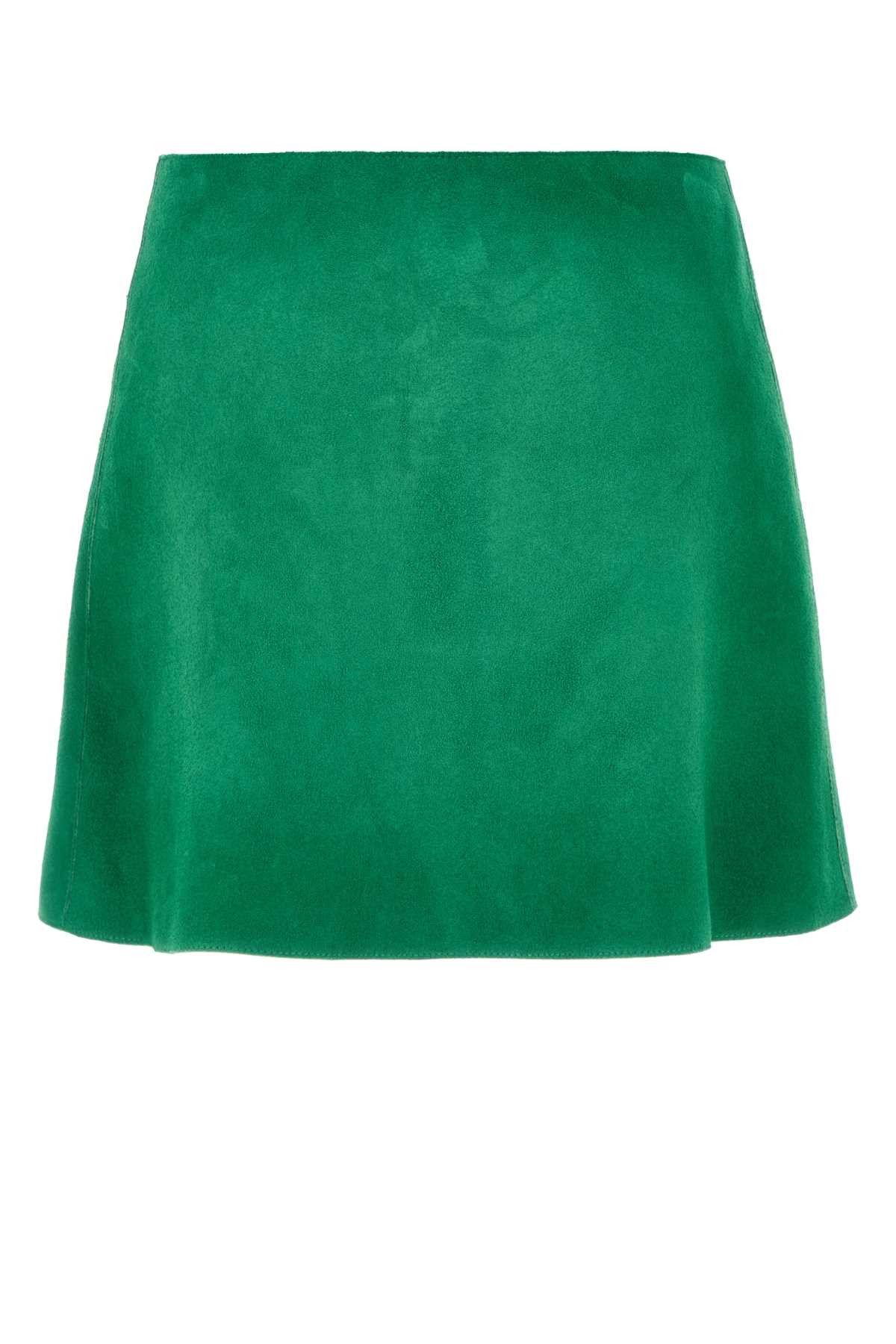 Prada Grass Green Suede Mini Skirt Size 28" / US 6 / IT 42 - 2 Thumbnail