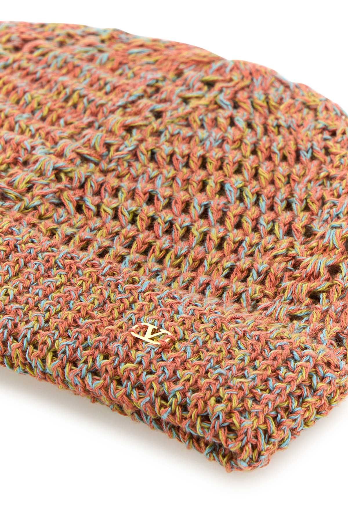 Valentino Multicolor Linen Blend Knitted Vlogo Signature Beanie Hat Size ONE SIZE - 3 Thumbnail