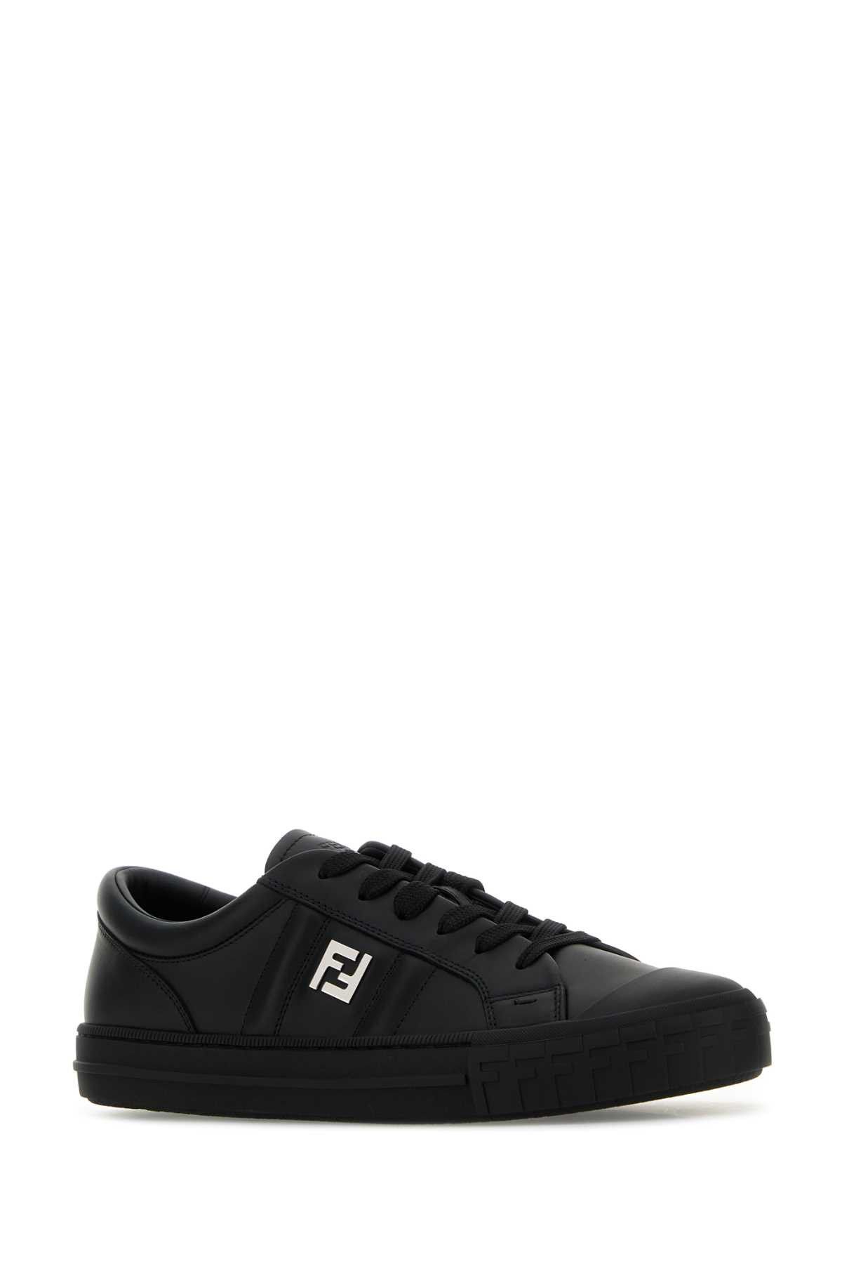 Fendi Black Leather Domino Sneakers Size US 7.5 / EU 40-41 - 2 Thumbnail