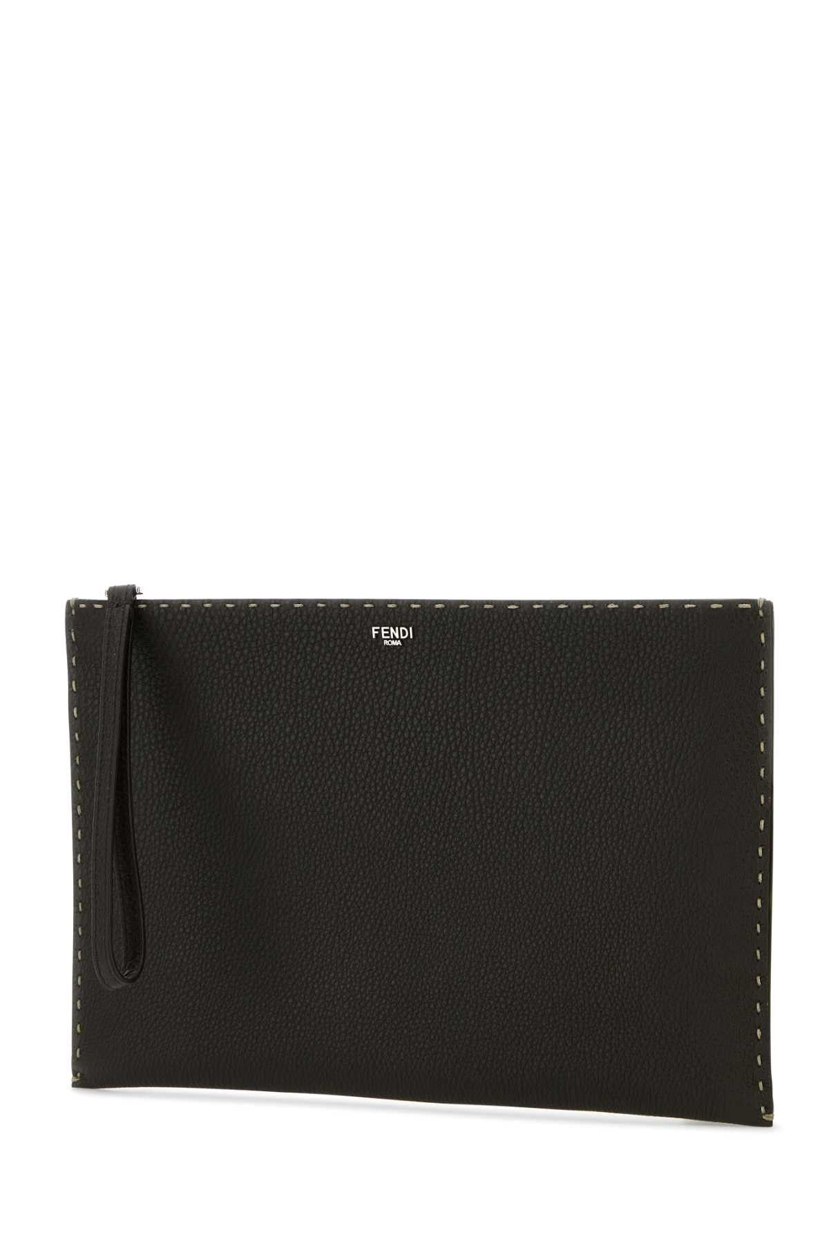 Fendi Dark Brown Leather Clutch Size ONE SIZE - 2 Thumbnail
