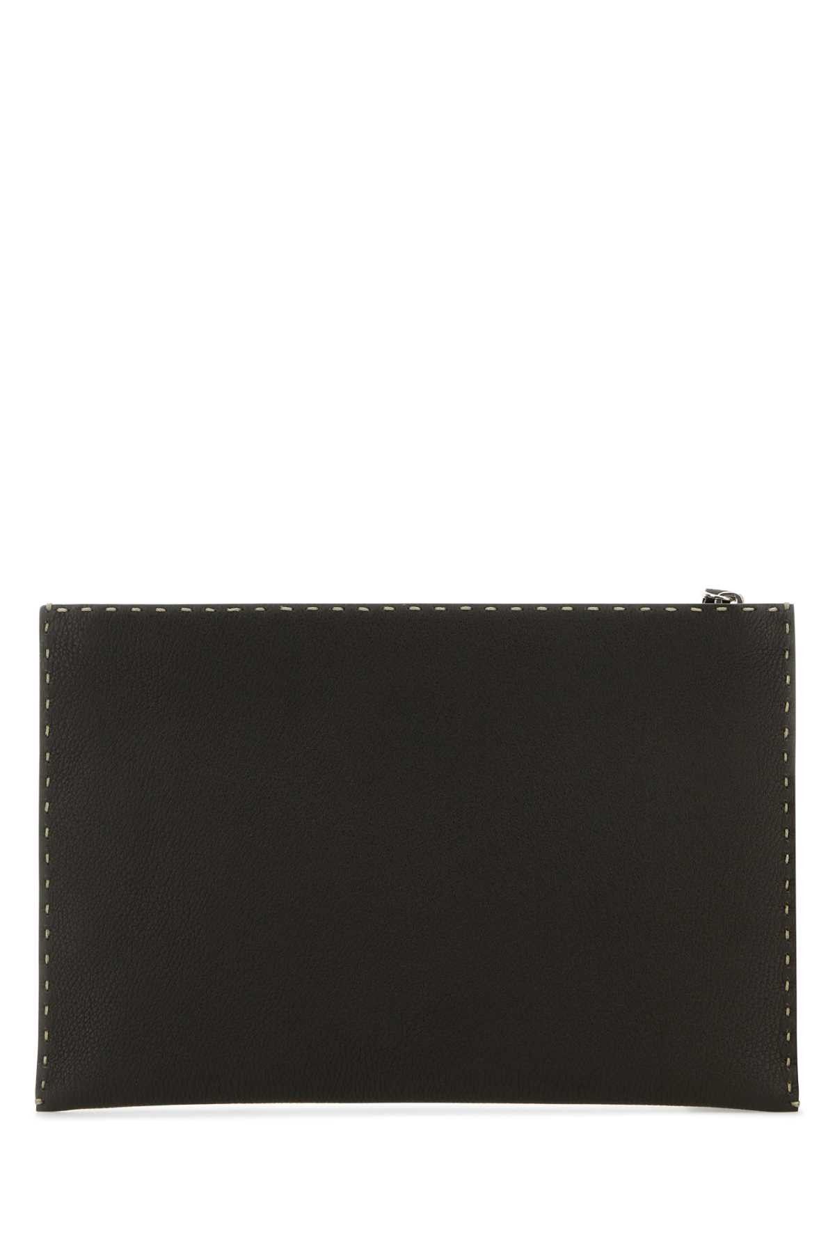 Fendi Dark Brown Leather Clutch Size ONE SIZE - 3 Thumbnail
