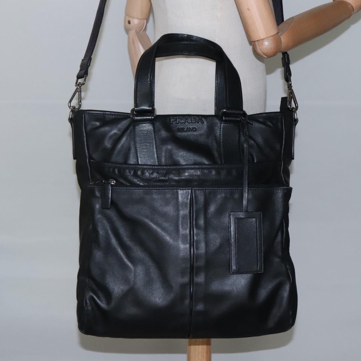 Prada Black Leather Tote Bag (Pre-Owned) Size ONE SIZE - 15 Thumbnail