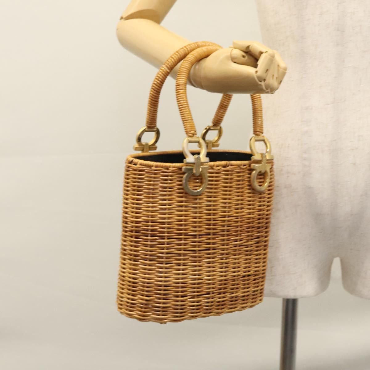 Salvatore Ferragamo Gancini Brown Wicker Handbag (Pre-Owned) Size ONE SIZE - 13 Thumbnail