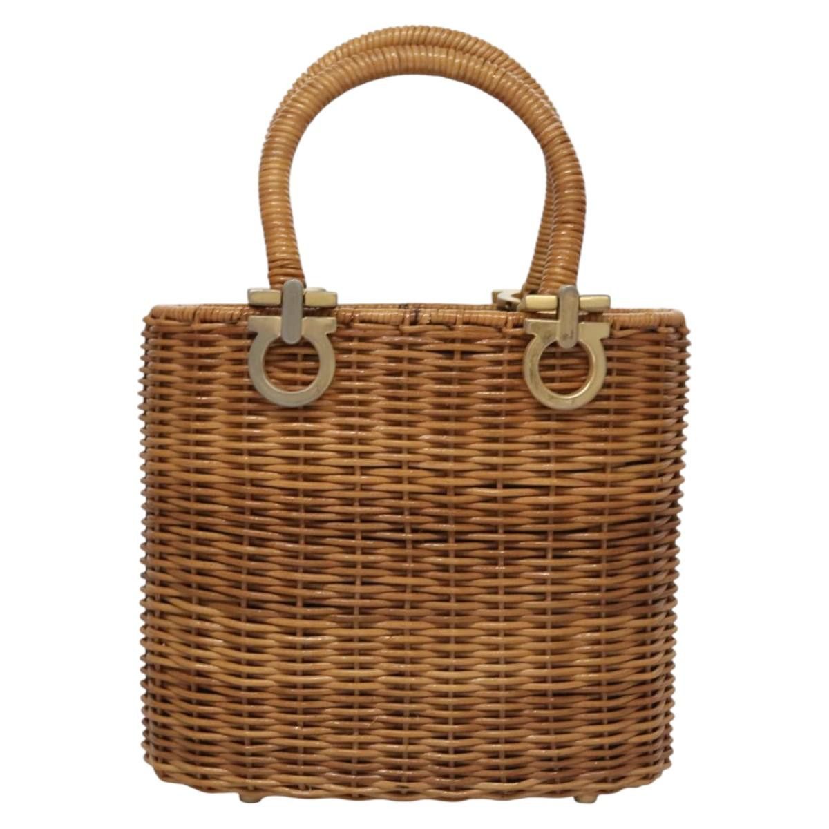 Salvatore Ferragamo Gancini Brown Wicker Handbag (Pre-Owned) Size ONE SIZE - 2 Thumbnail
