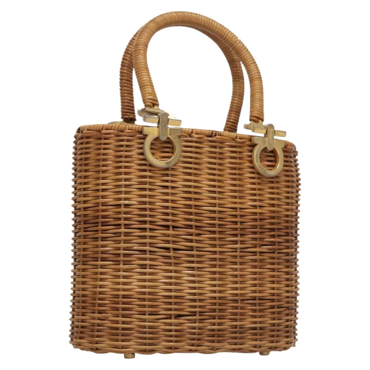 Salvatore Ferragamo Gancini Brown Wicker Handbag (Pre-Owned) Size ONE SIZE - 14 Thumbnail