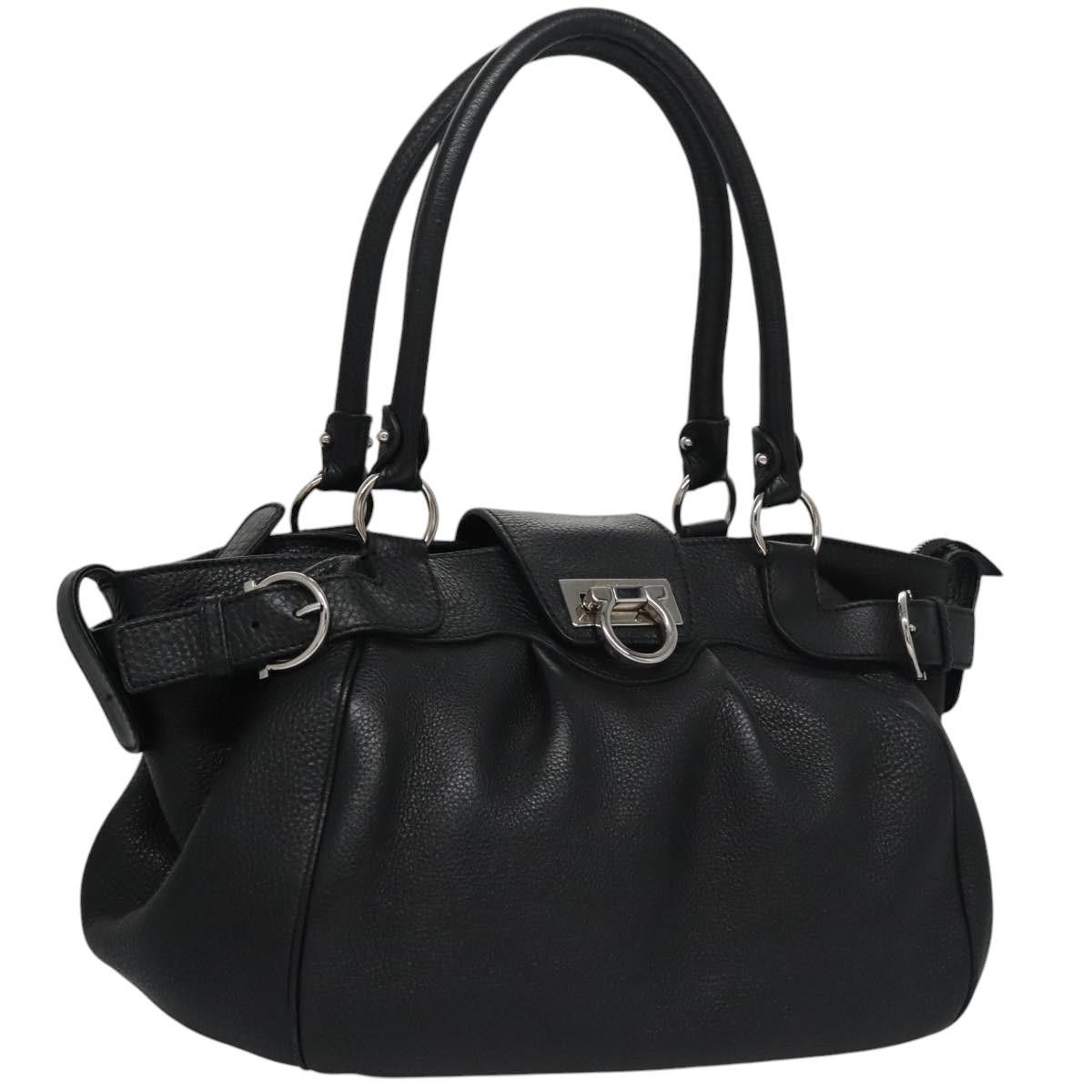 Salvatore Ferragamo Gancini Black Leather Handbag (Pre-Owned) Size ONE SIZE - 17 Thumbnail