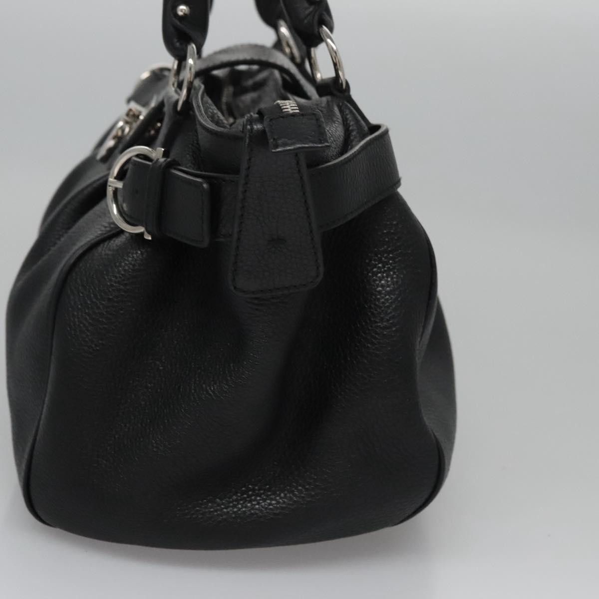 Salvatore Ferragamo Gancini Black Leather Handbag (Pre-Owned) Size ONE SIZE - 3 Thumbnail