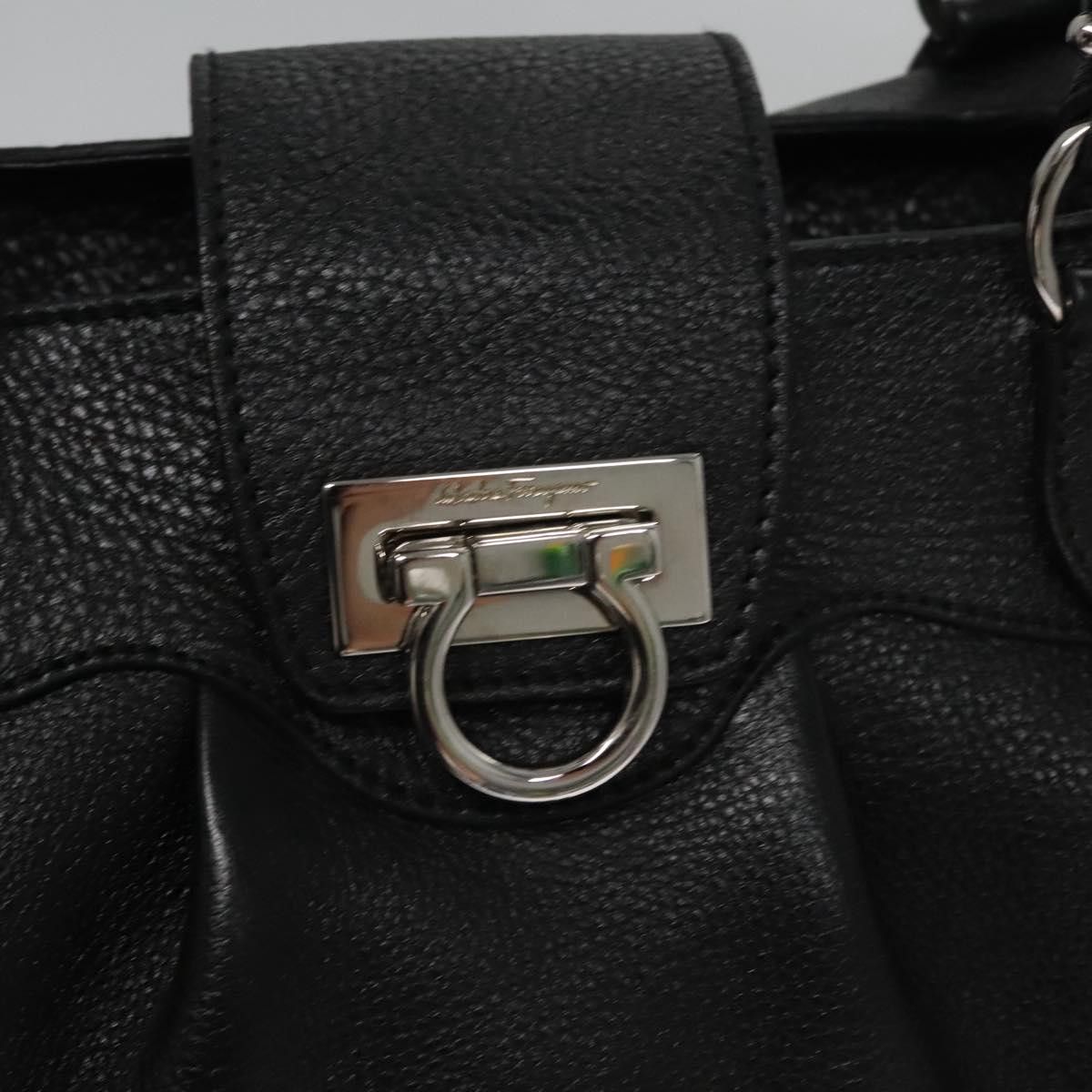 Salvatore Ferragamo Gancini Black Leather Handbag (Pre-Owned) Size ONE SIZE - 12 Thumbnail