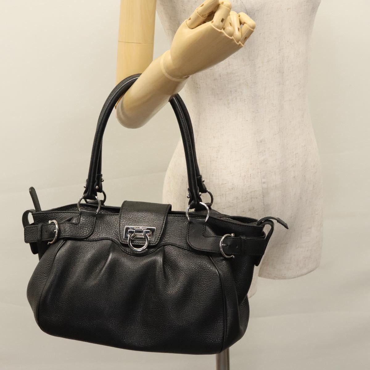 Salvatore Ferragamo Gancini Black Leather Handbag (Pre-Owned) Size ONE SIZE - 16 Thumbnail