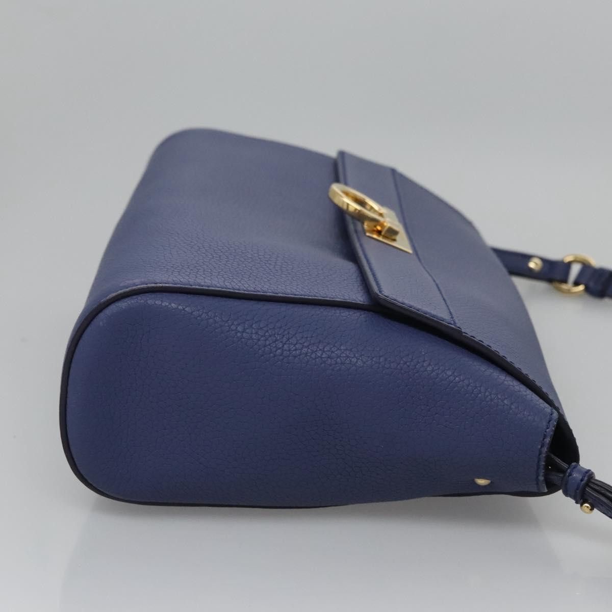 Salvatore Ferragamo Gancini Blue Leather Shoulder Bag (Pre-Owned) Size ONE SIZE - 3 Thumbnail