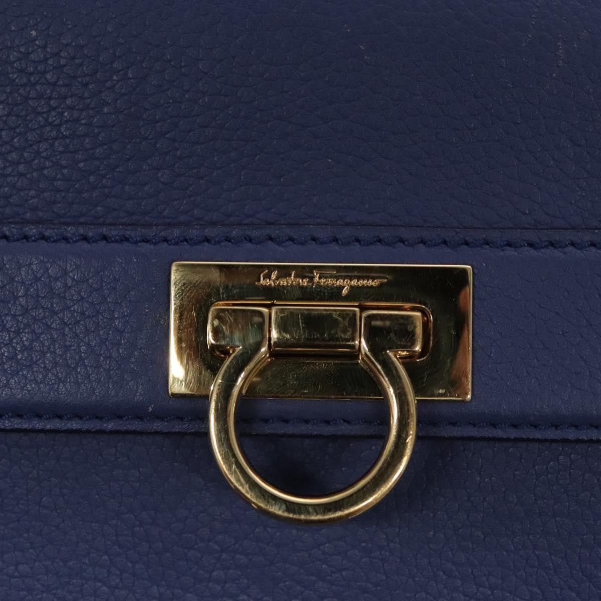 Salvatore Ferragamo Gancini Blue Leather Shoulder Bag (Pre-Owned) Size ONE SIZE - 12 Thumbnail