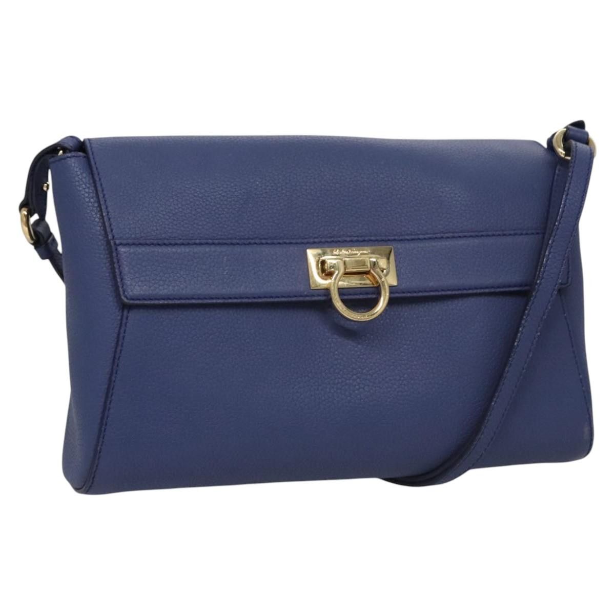Salvatore Ferragamo Gancini Blue Leather Shoulder Bag (Pre-Owned) Size ONE SIZE - 18 Thumbnail