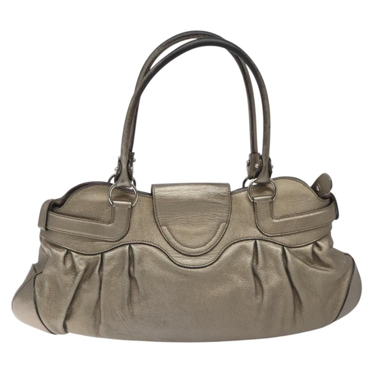 Salvatore Ferragamo Gancini Silver Leather Handbag (Pre-Owned) Size ONE SIZE - 2 Thumbnail