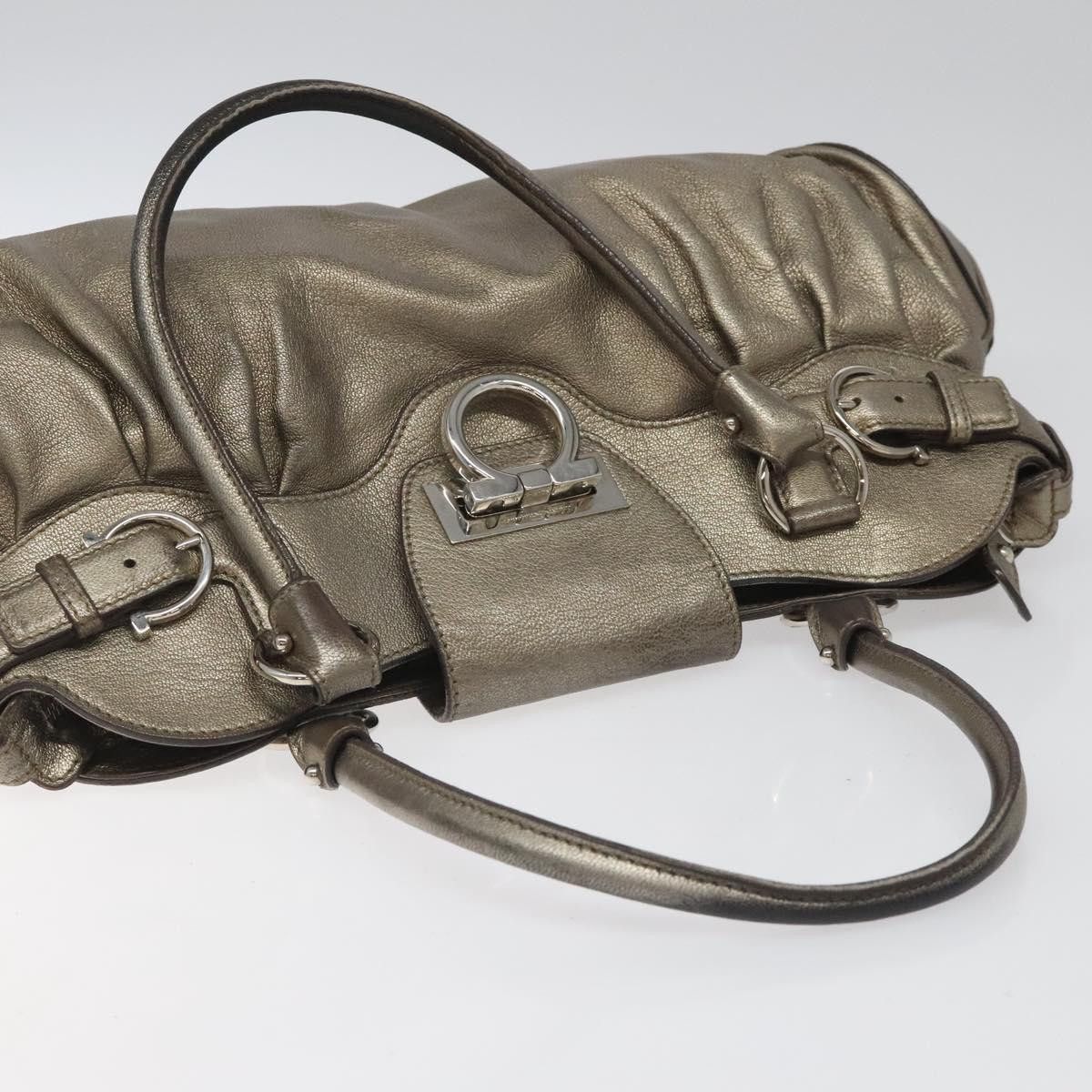 Salvatore Ferragamo Gancini Silver Leather Handbag (Pre-Owned) Size ONE SIZE - 18 Thumbnail