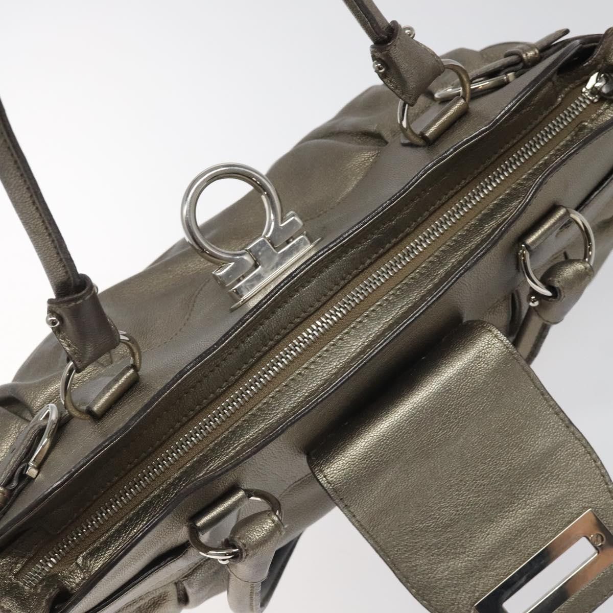 Salvatore Ferragamo Gancini Silver Leather Handbag (Pre-Owned) Size ONE SIZE - 20 Thumbnail