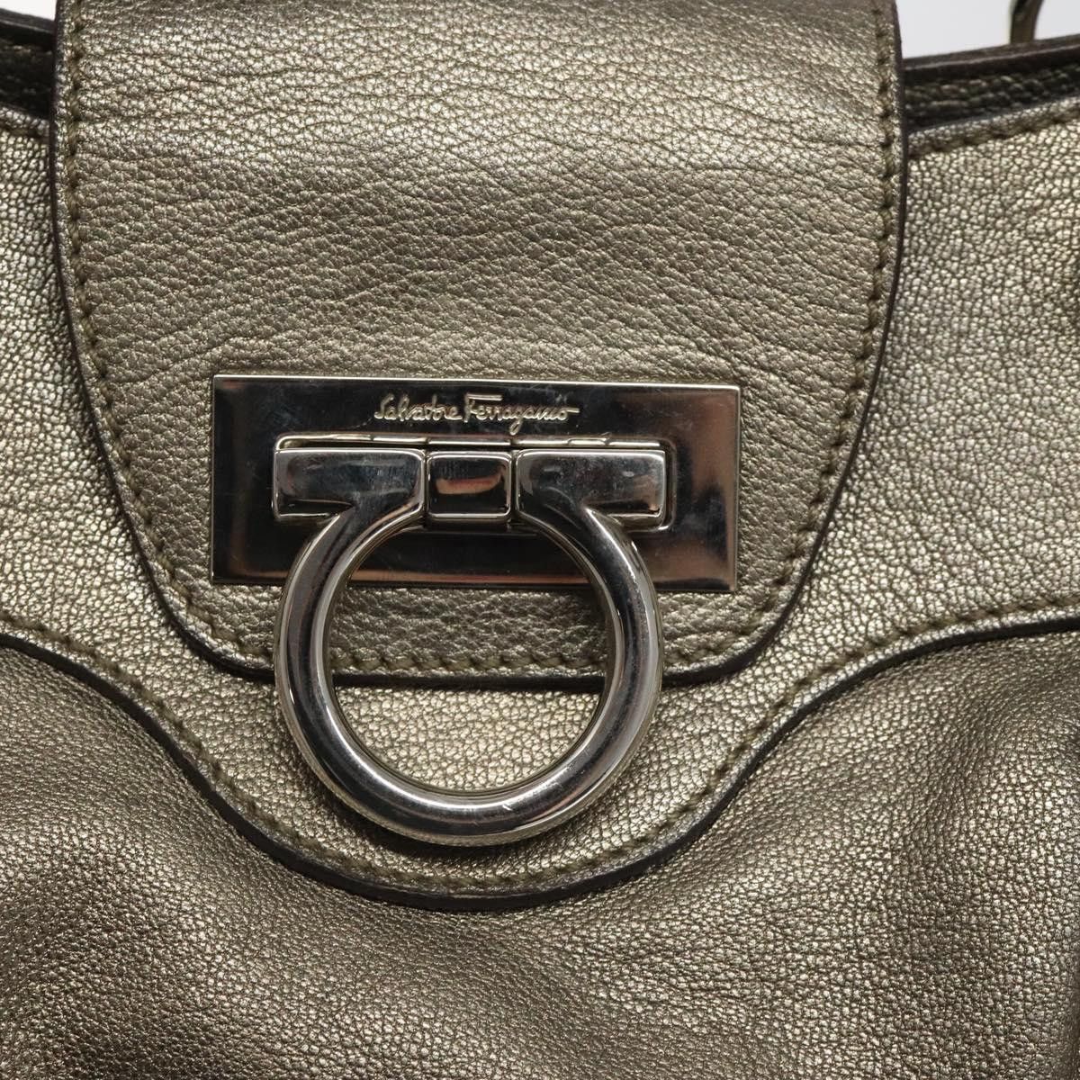 Salvatore Ferragamo Gancini Silver Leather Handbag (Pre-Owned) Size ONE SIZE - 11 Thumbnail