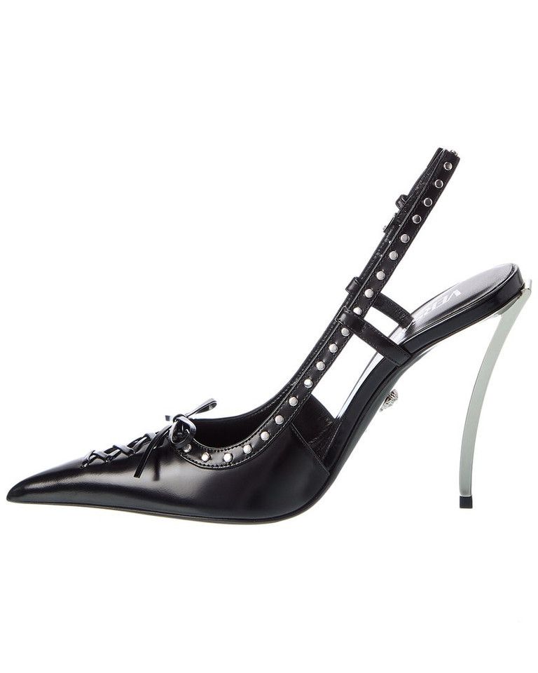 Versace Versace Laced Pin-Point Leather Slingback Pump Size US 7 / IT 37 - 2 Thumbnail