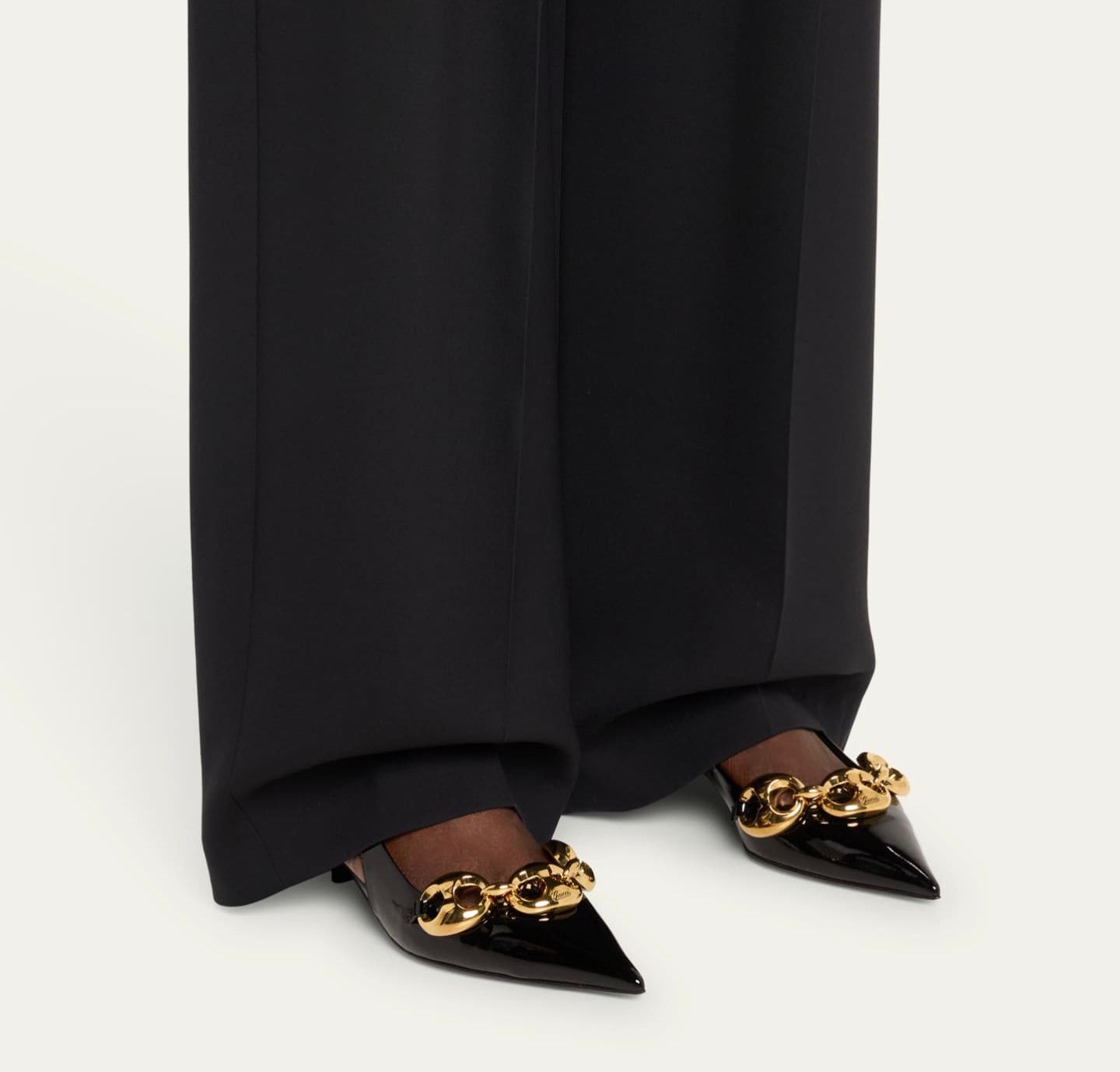 Gucci Gucci Marina Chain Patent Leather Slingback Pumps SIZE 36.5 Size ONE SIZE - 4 Thumbnail