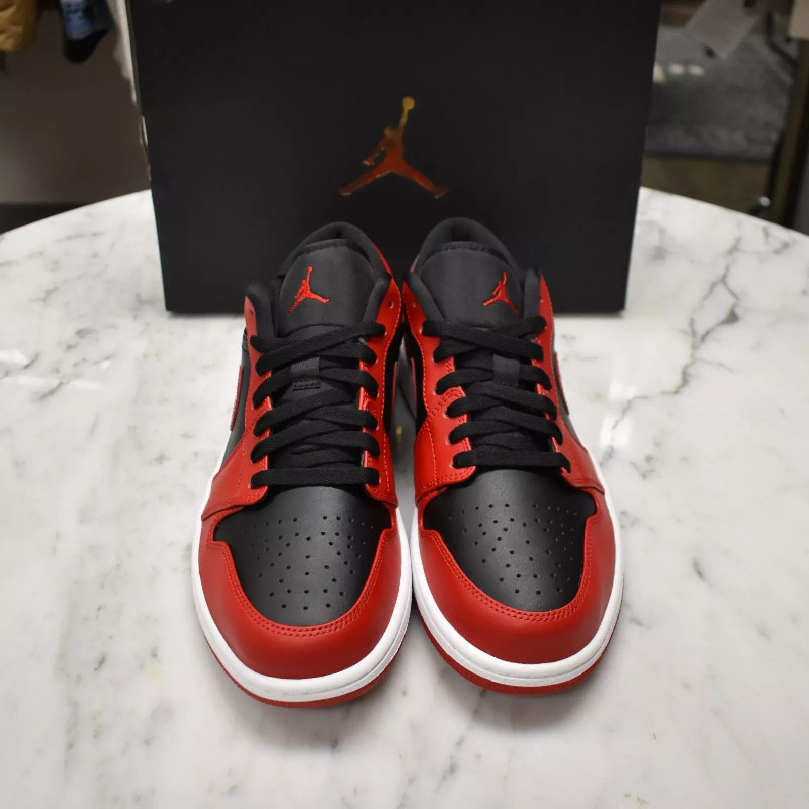 Jordan Brand × Nike Air Jordan 1 Low Bred Banned Black Red Sneakers 2020 Size US 10 / EU 43 - 4 Thumbnail