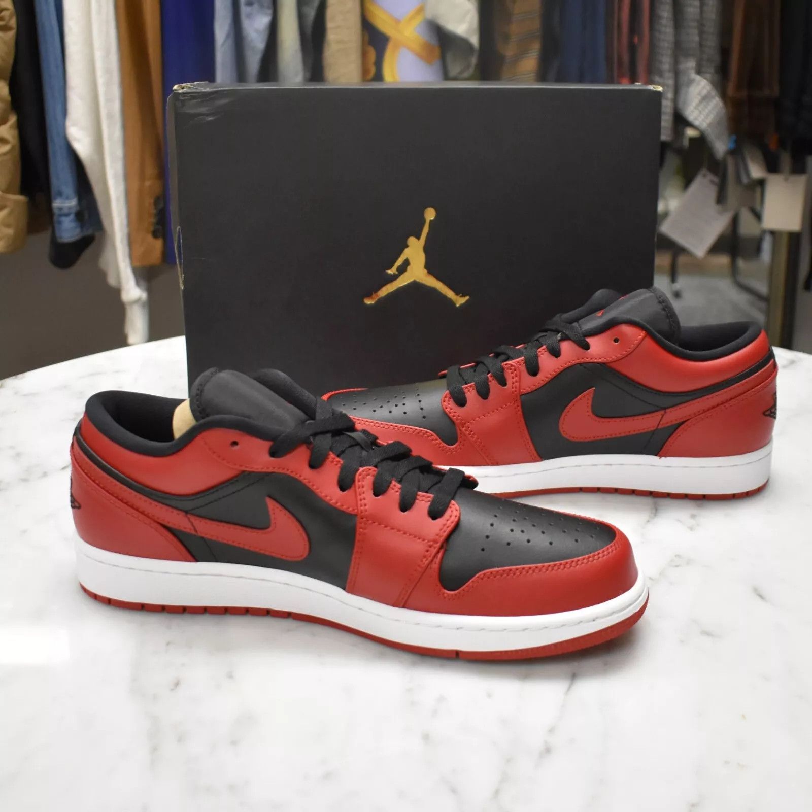 Jordan Brand × Nike Air Jordan 1 Low Bred Banned Black Red Sneakers 2020 Size US 10 / EU 43 - 3 Thumbnail