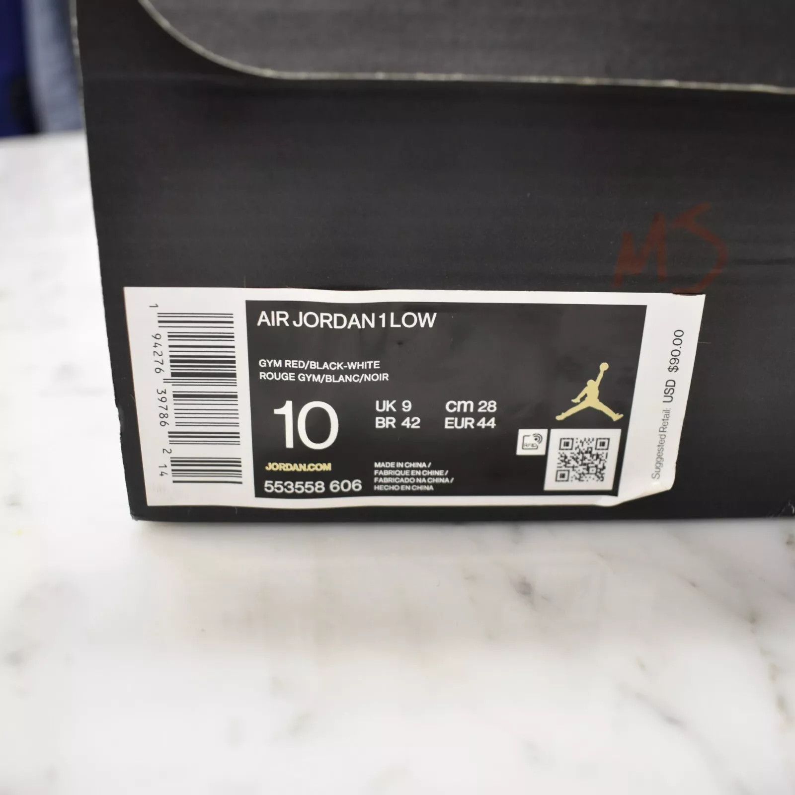 Jordan Brand × Nike Air Jordan 1 Low Bred Banned Black Red Sneakers 2020 Size US 10 / EU 43 - 10 Thumbnail