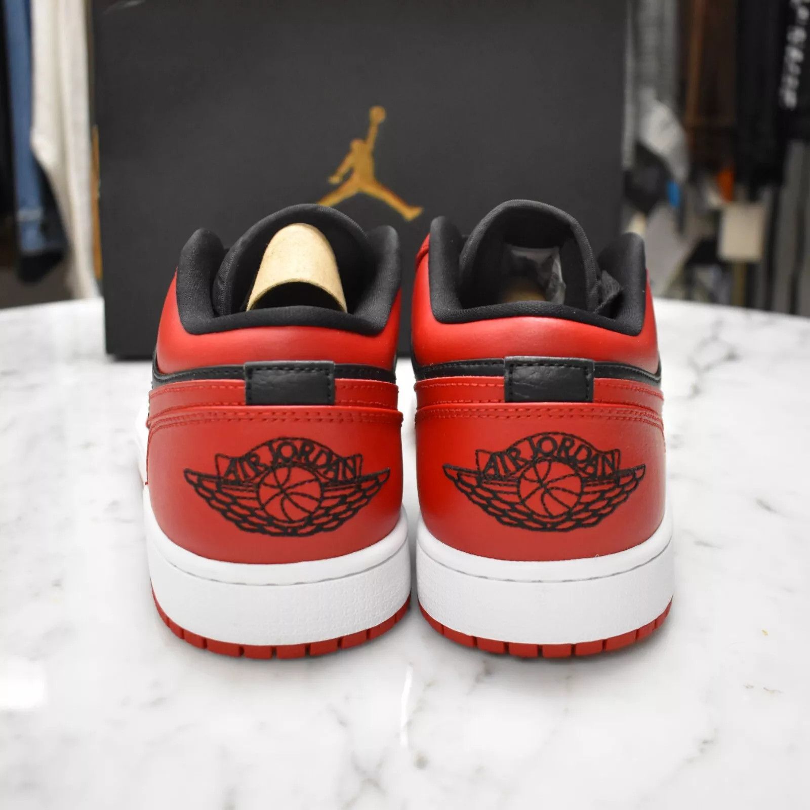 Jordan Brand × Nike Air Jordan 1 Low Bred Banned Black Red Sneakers 2020 Size US 10 / EU 43 - 5 Thumbnail