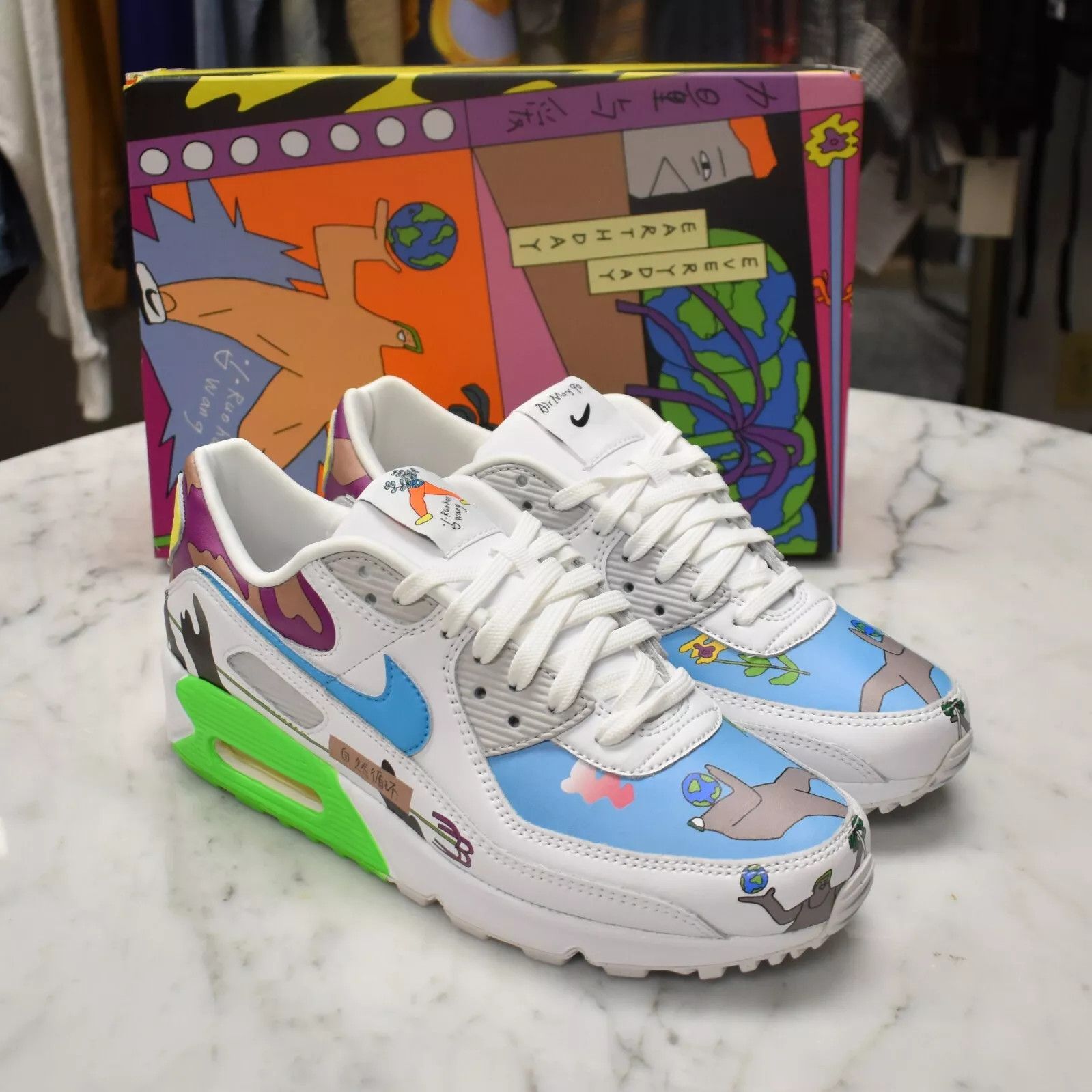 Nike Nike Flyleather Air Max 90 QS Earth Day Ruohan Wang Size US 10 / EU 43 - 2 Thumbnail
