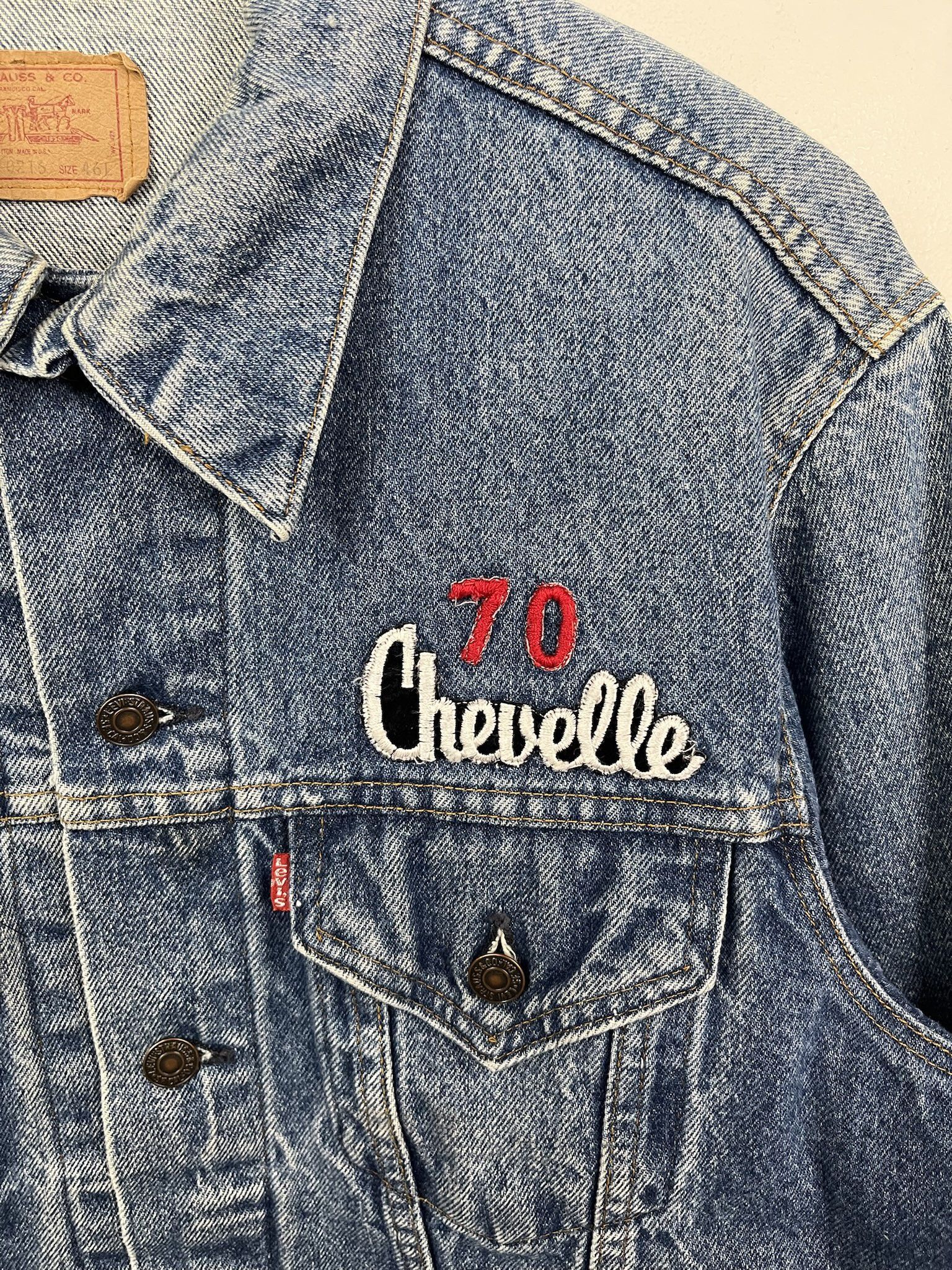 Levi's × NASCAR Vintage Levi's Denim Jacket 1970s Chevelle Chevy Embroidered Denim Jacket Size L (46L) Size US L / EU 52-54 / 3 - 3 Thumbnail