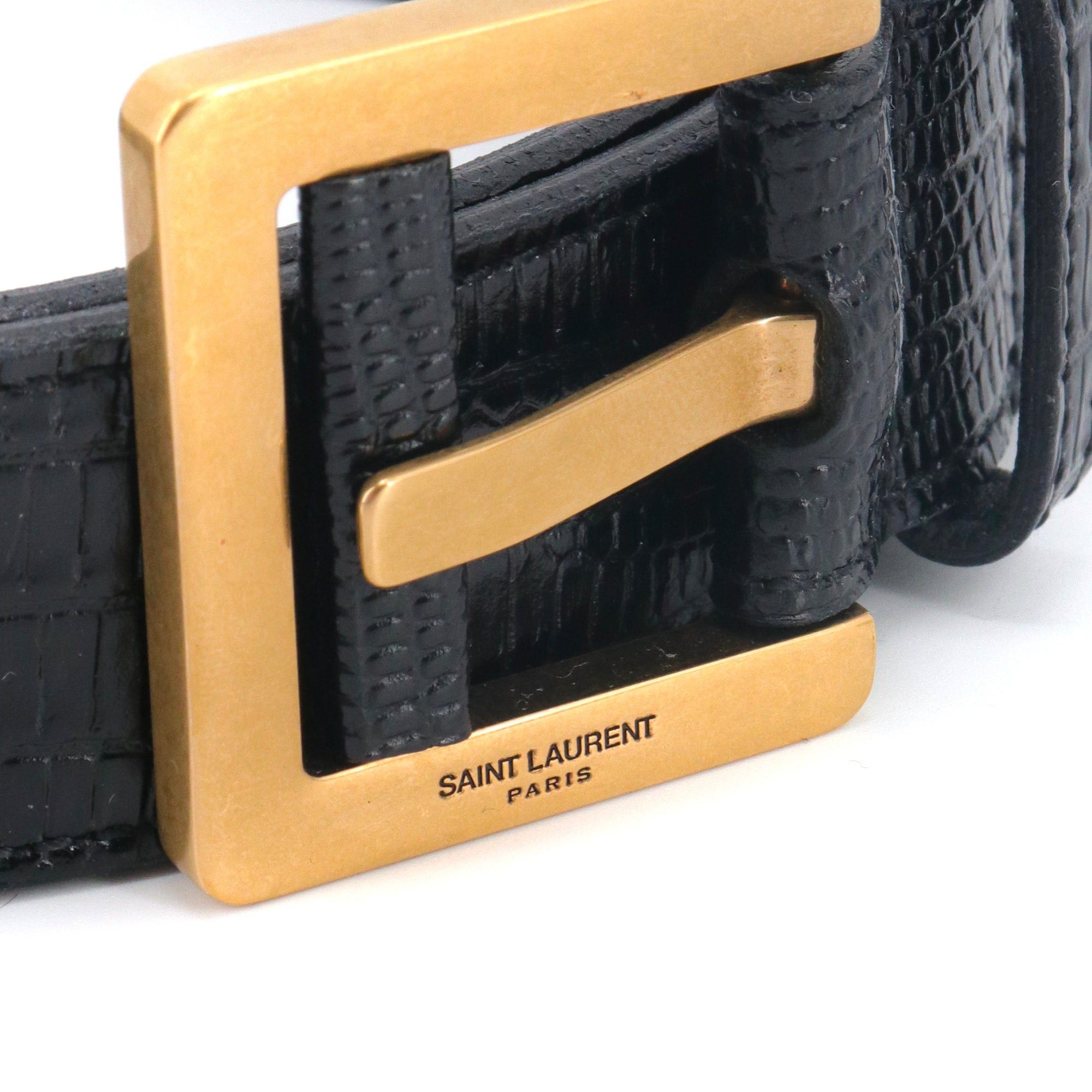 Saint Laurent Paris SAINT LAURENT - Saint Laurent square buckle belt in phyton embossed leather (T85) Size ONE SIZE - 3 Thumbnail