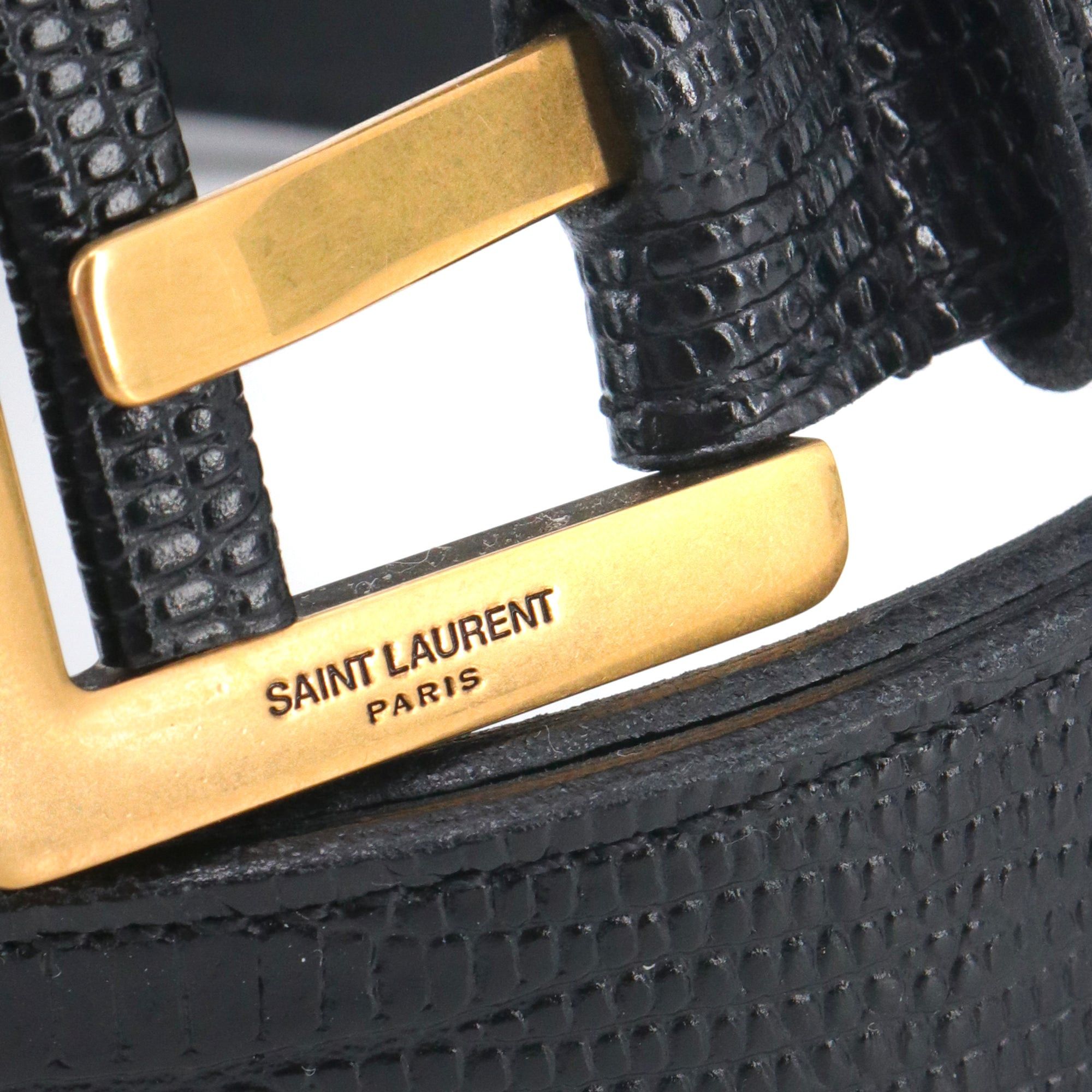 Saint Laurent Paris SAINT LAURENT - Saint Laurent square buckle belt in phyton embossed leather (T85) Size ONE SIZE - 4 Thumbnail